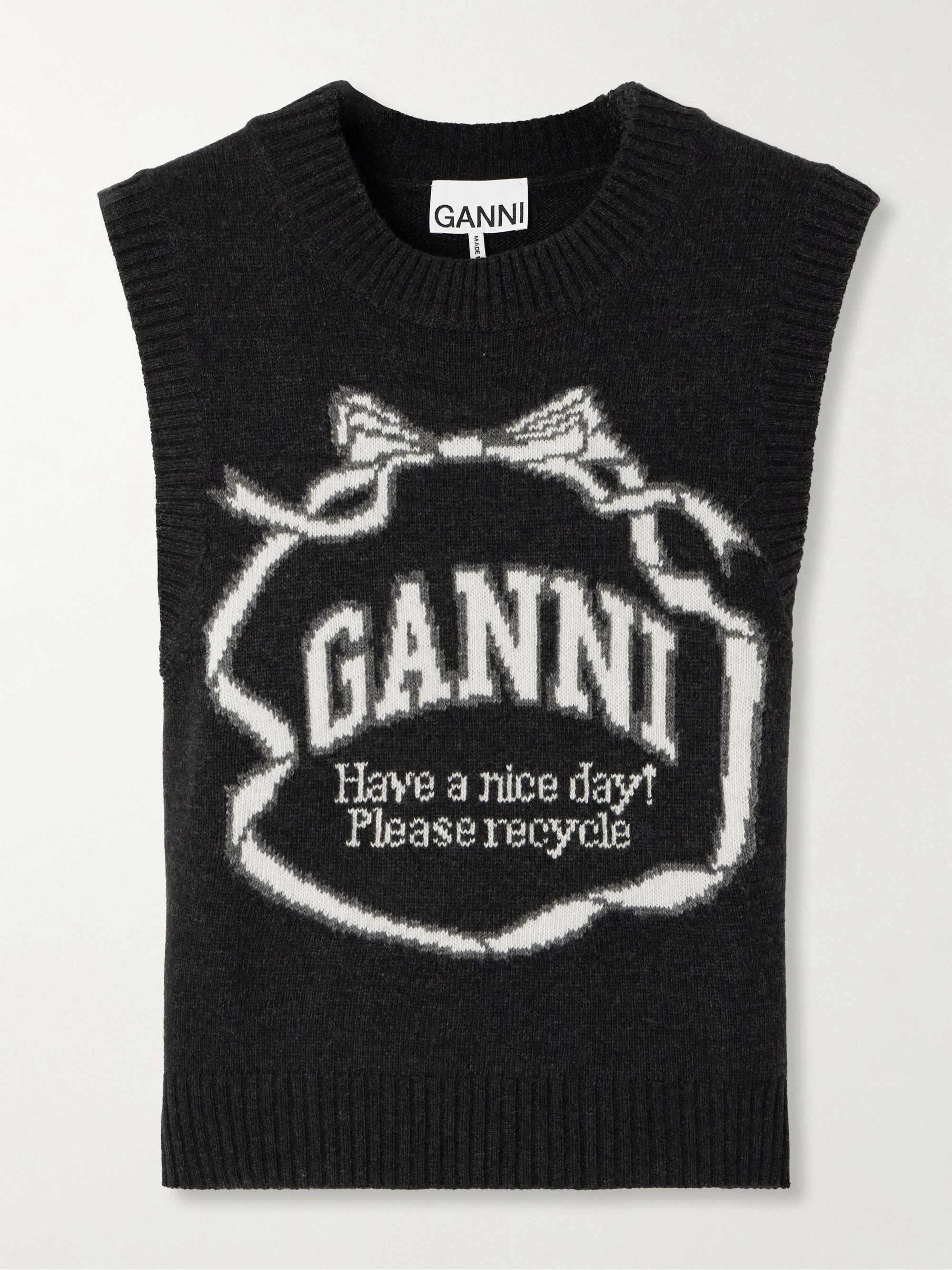 Intarsia-knit wool-blend vest view
