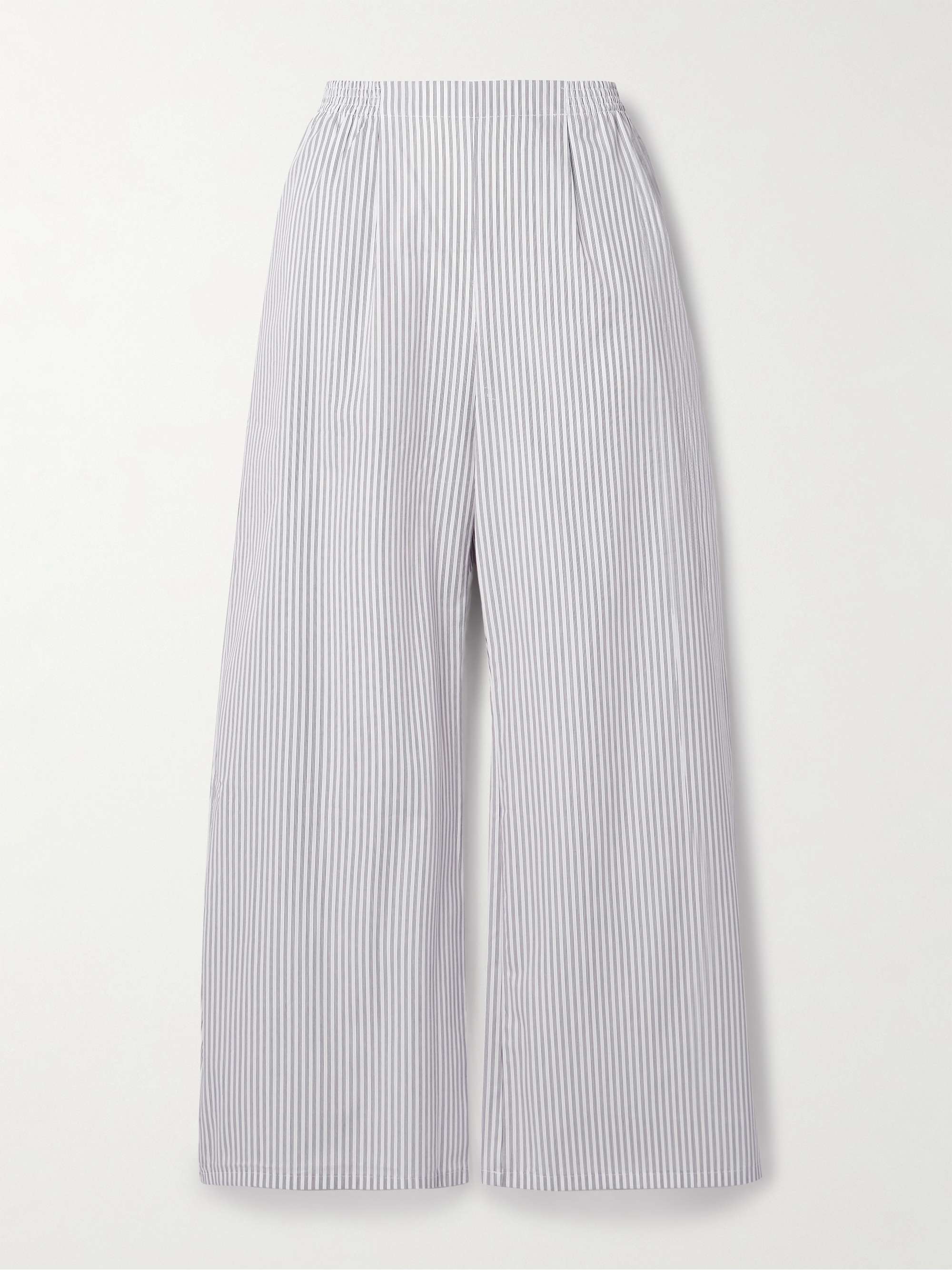 Yoshi pinstriped cotton-blend poplin wide-leg pants view