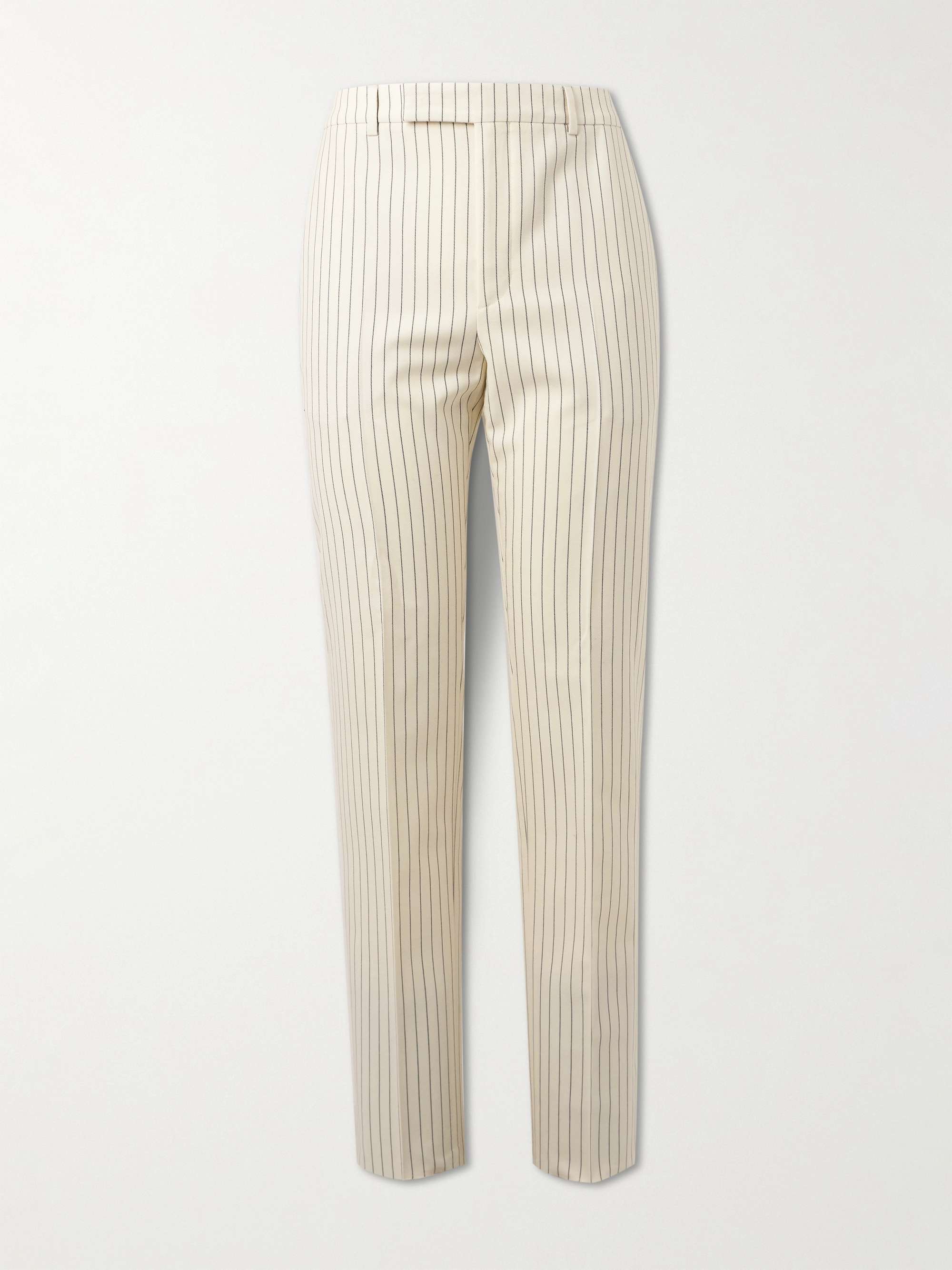 Straight-Leg Pinstriped Wool-Twill Suit Trousers view