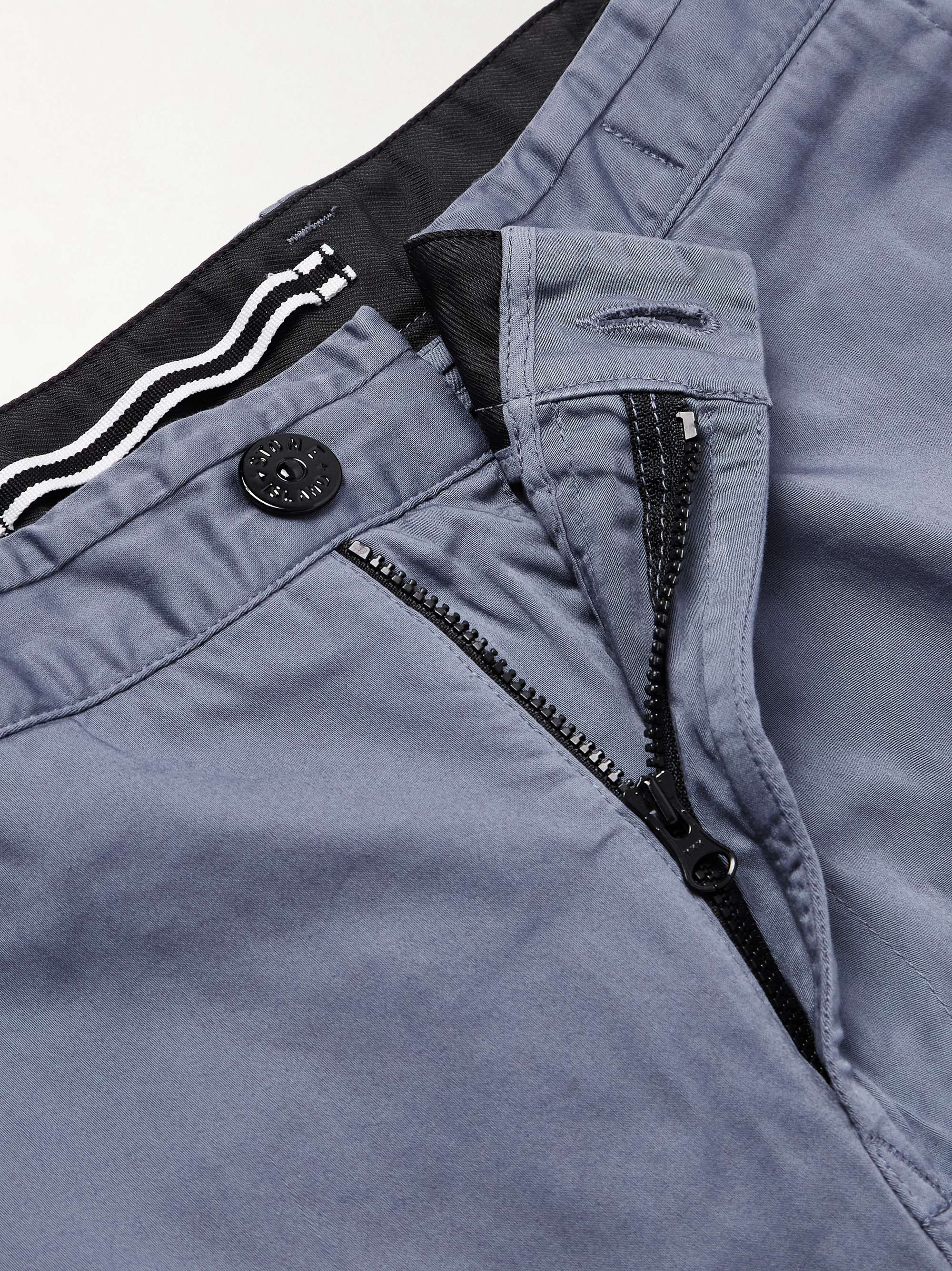 Straight-Leg Stretch Organic Cotton Satin-Twill Trousers view