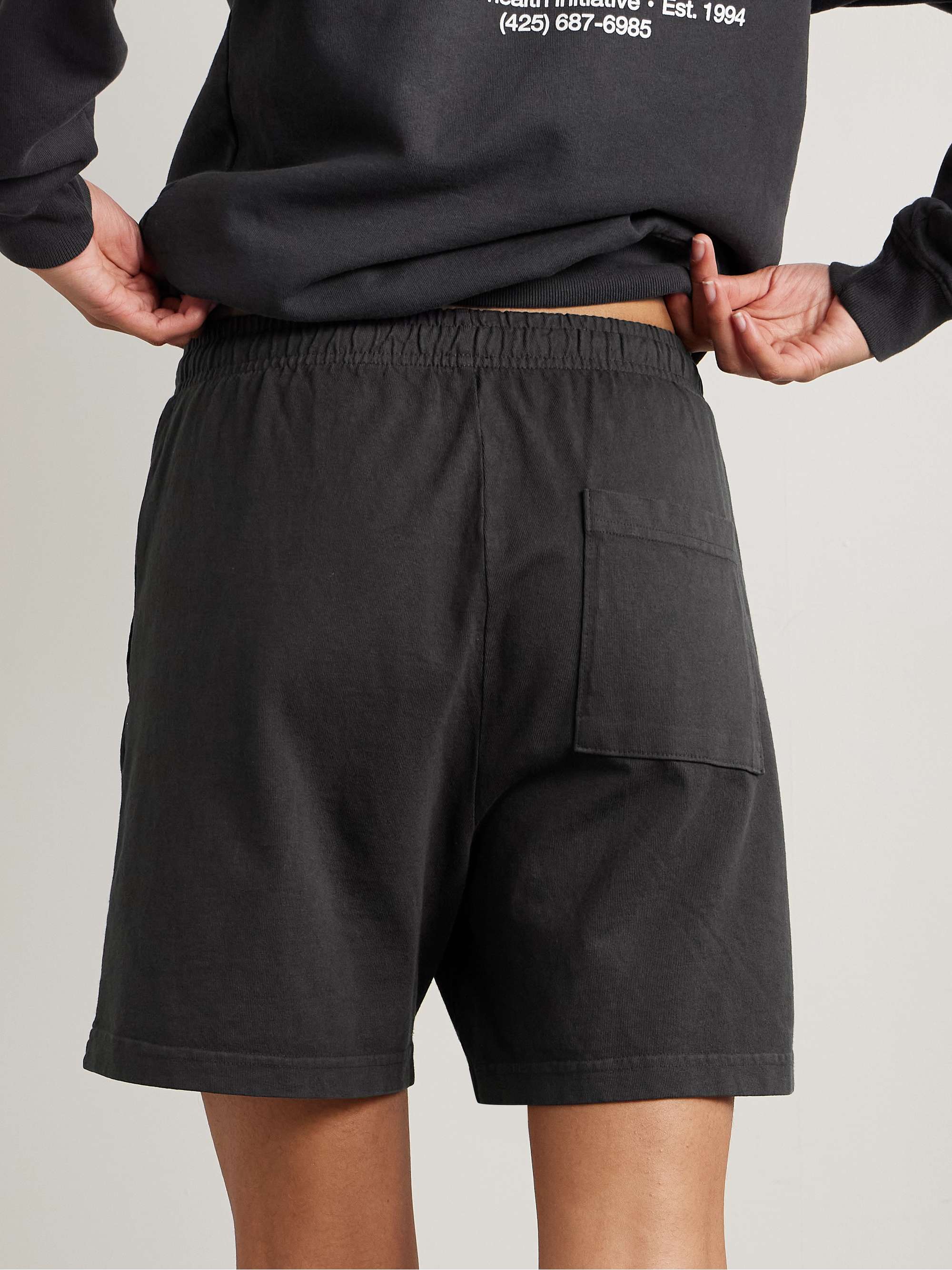 Printed cotton-jersey shorts view