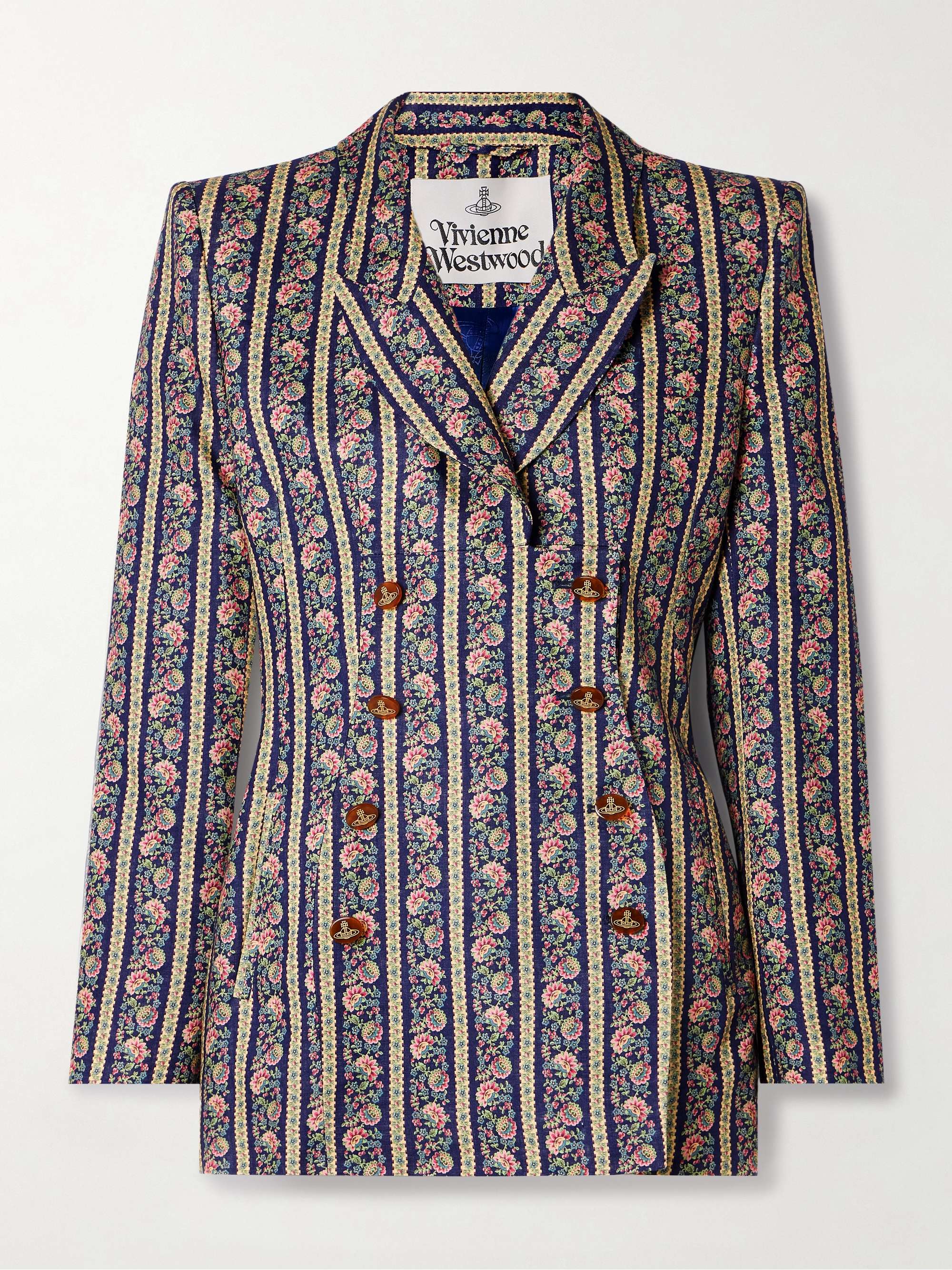 Lelio double-breasted floral-print linen blazer view
