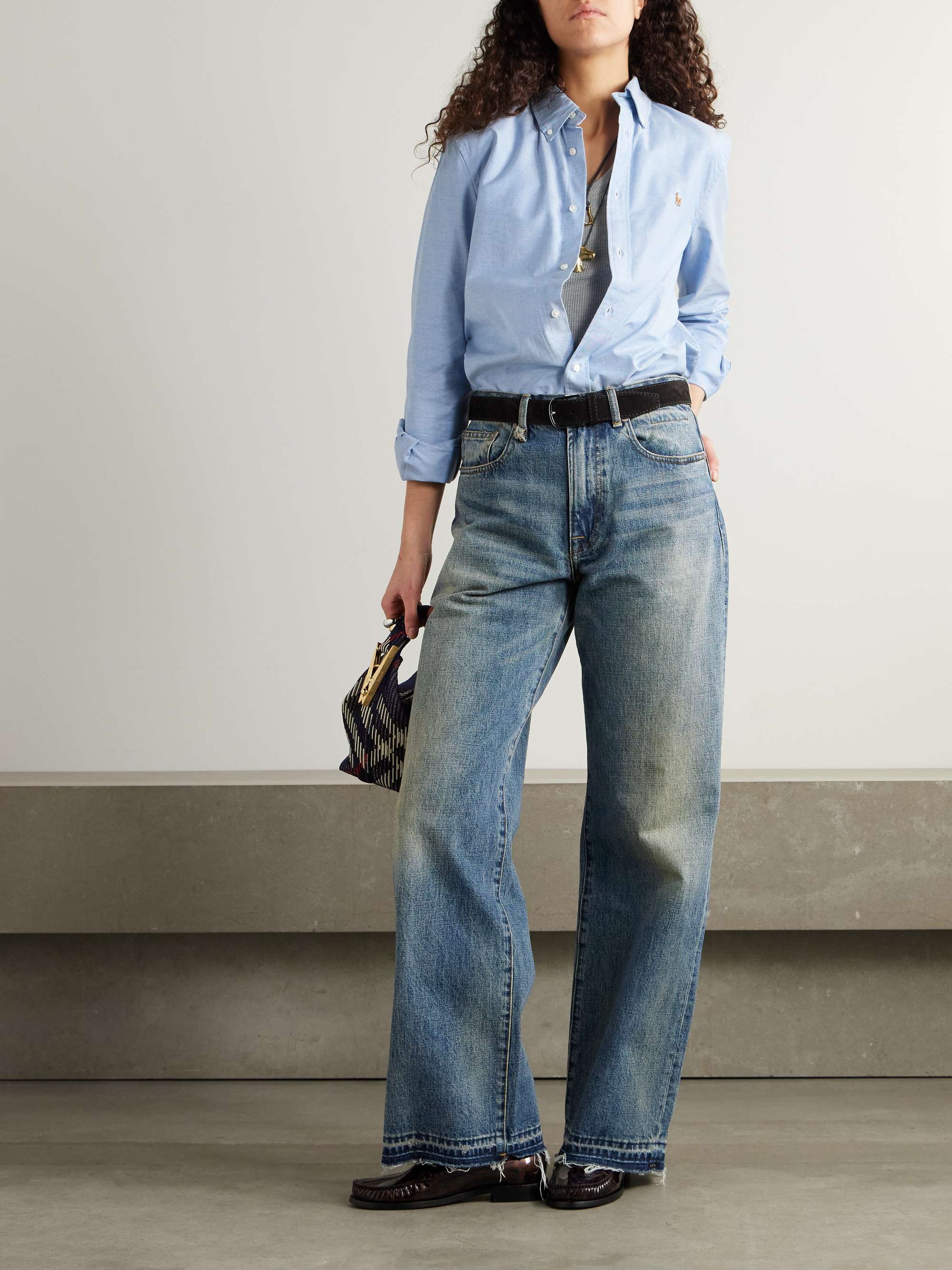 Embroidered cotton-blend Oxford shirt view
