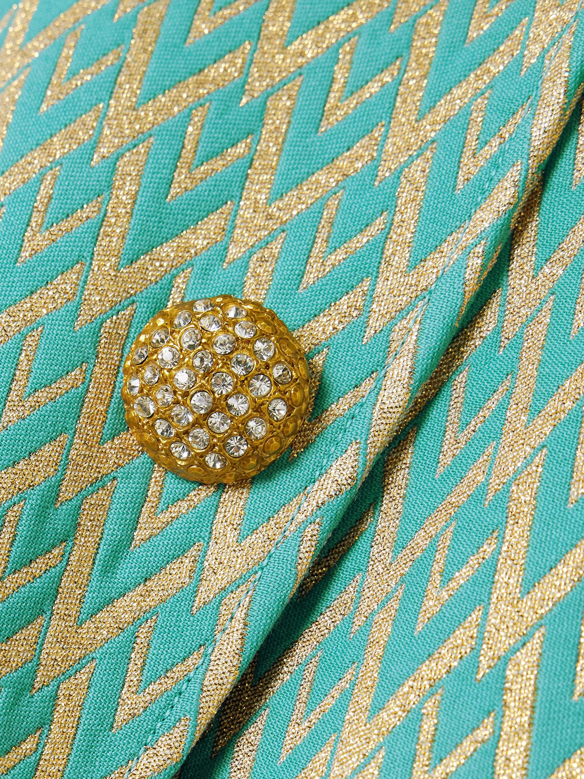 Crystal-embellished metallic wool-blend jacquard jacket view