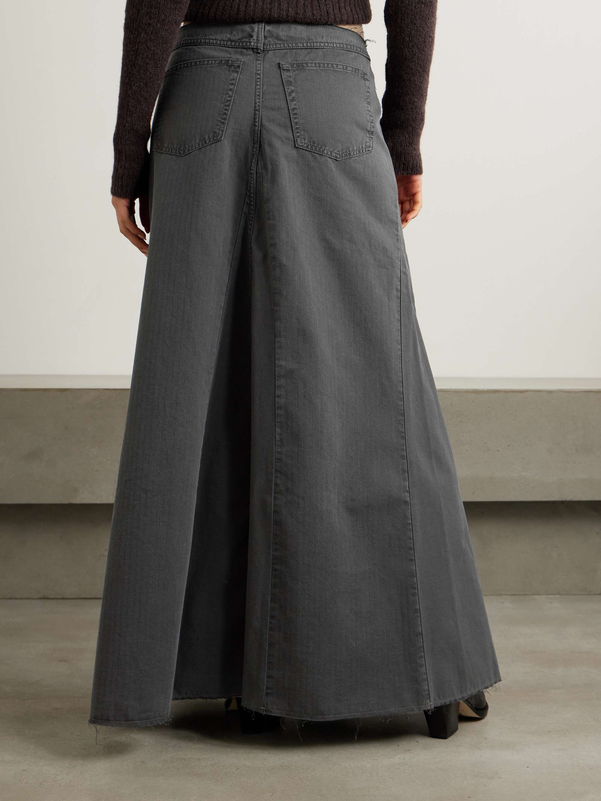 Rebel paneled grayed herringbone denim skirt view