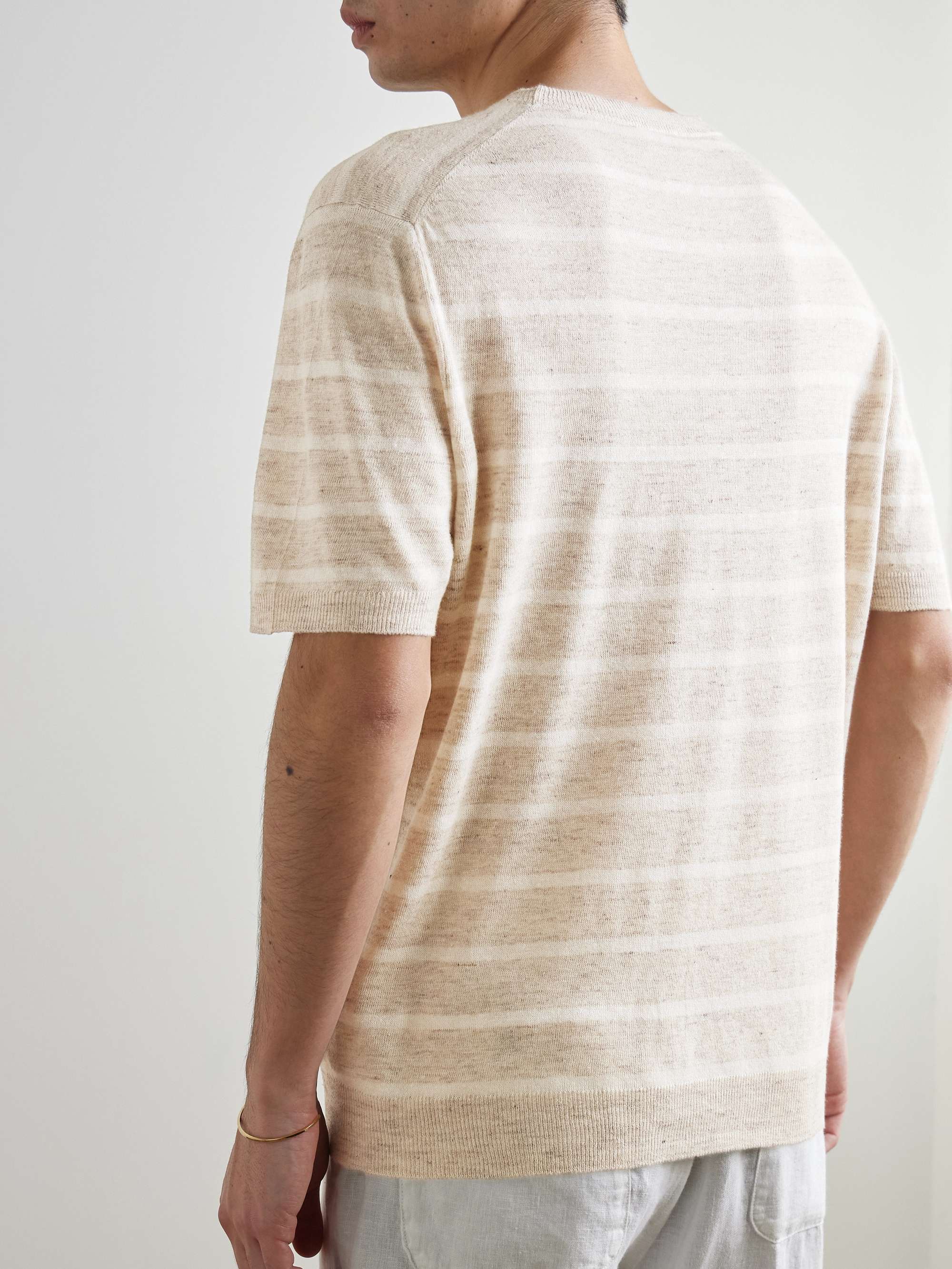 Striped Linen and Cotton-Blend T-Shirt view