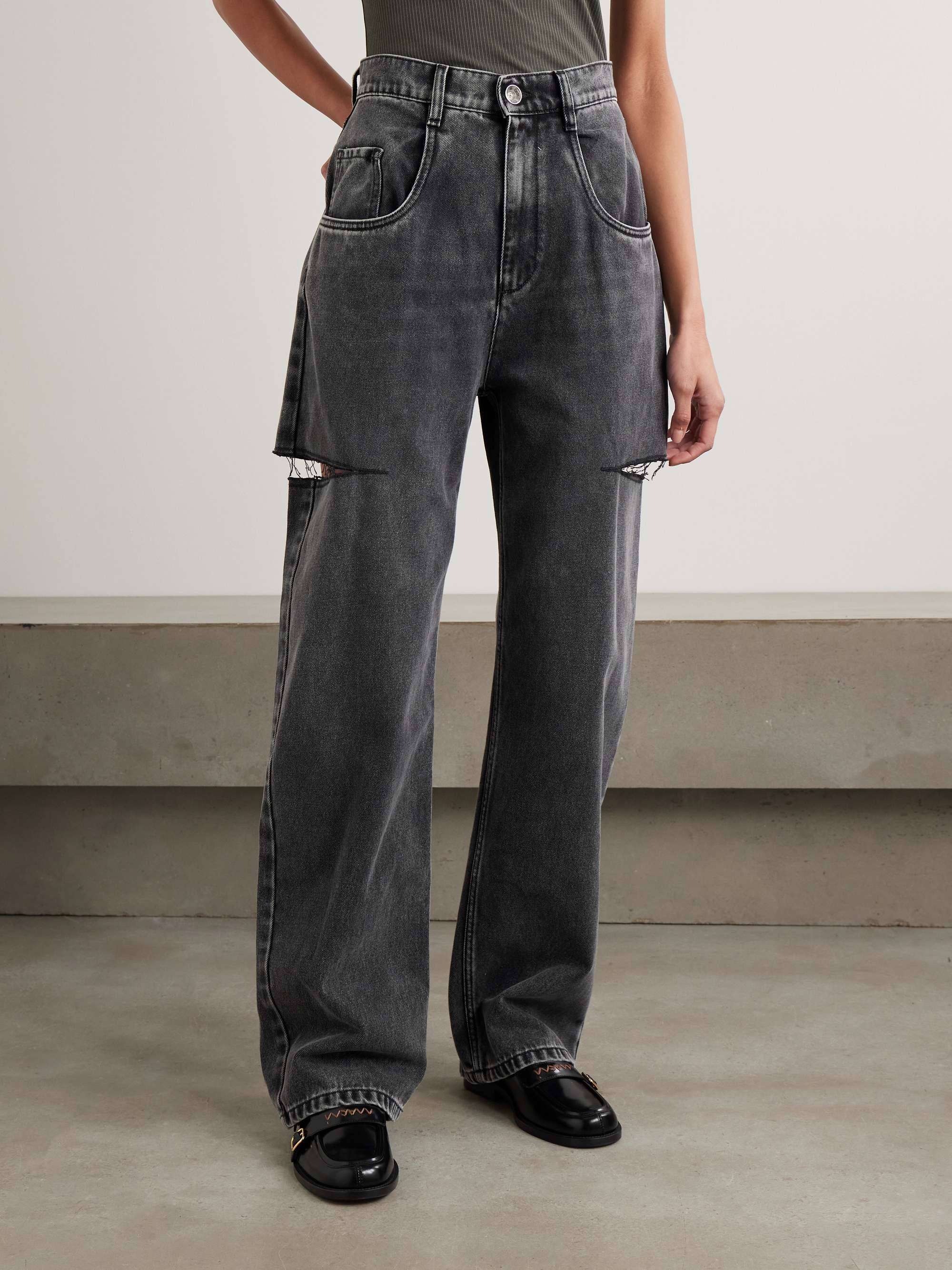 Cutout high-rise wide-leg jeans view