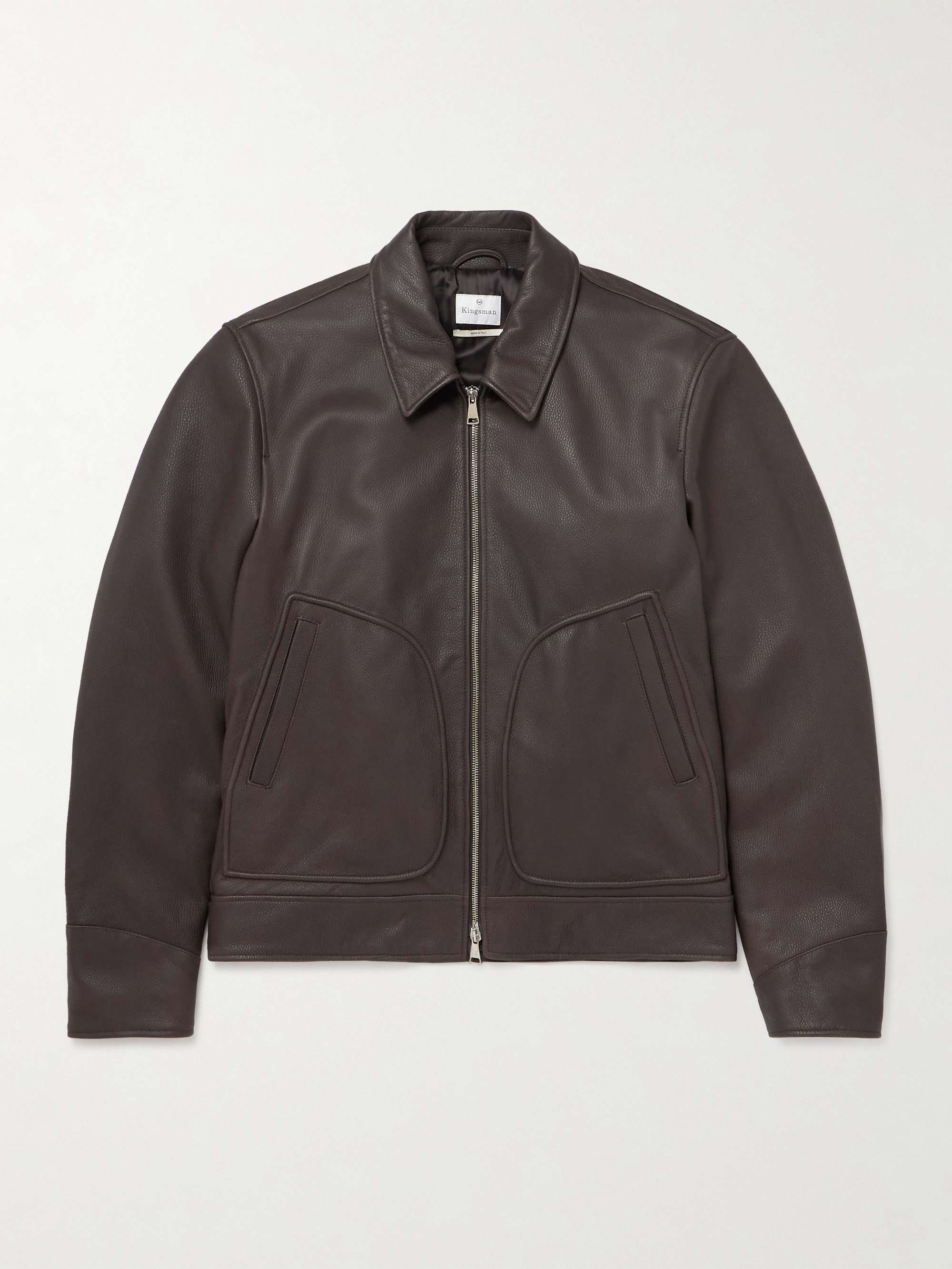 Padded Full-Grain Leather Jacket view