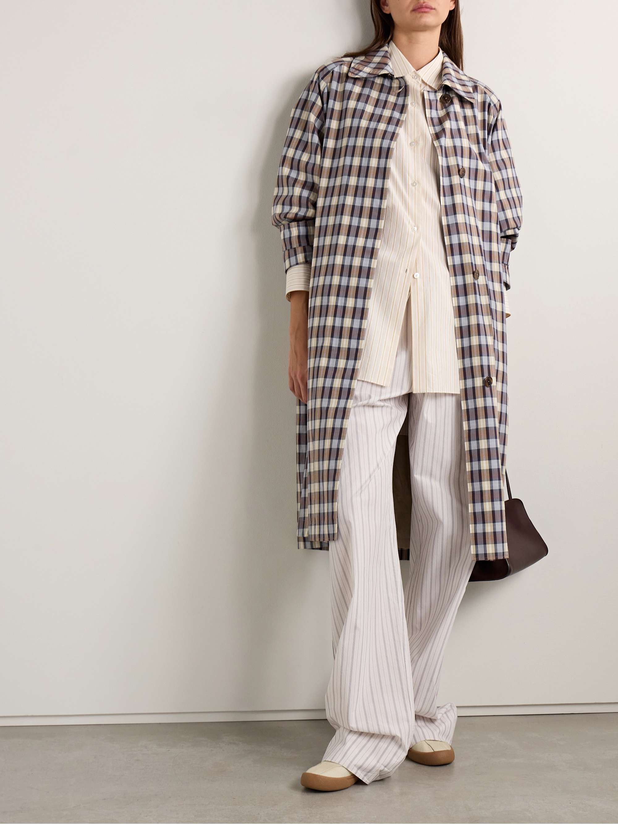Tavishina checked silk and cotton-blend poplin coat view
