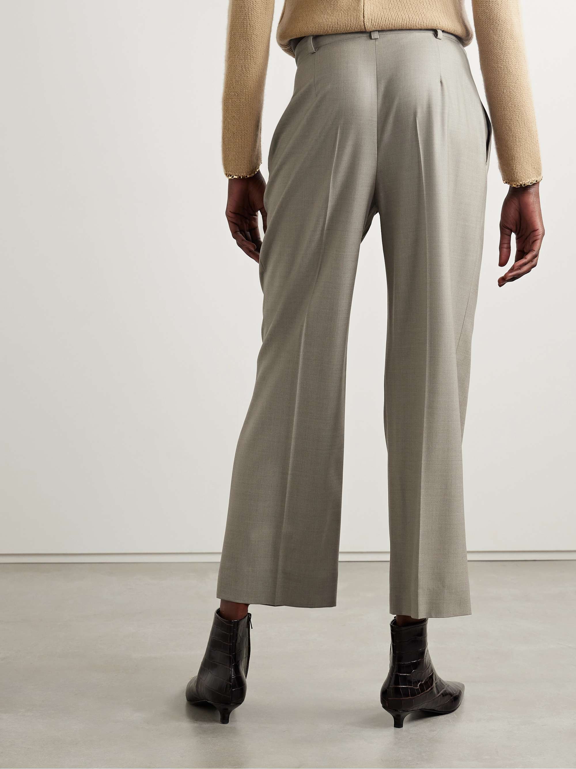 Pleated wool wide-leg pants view
