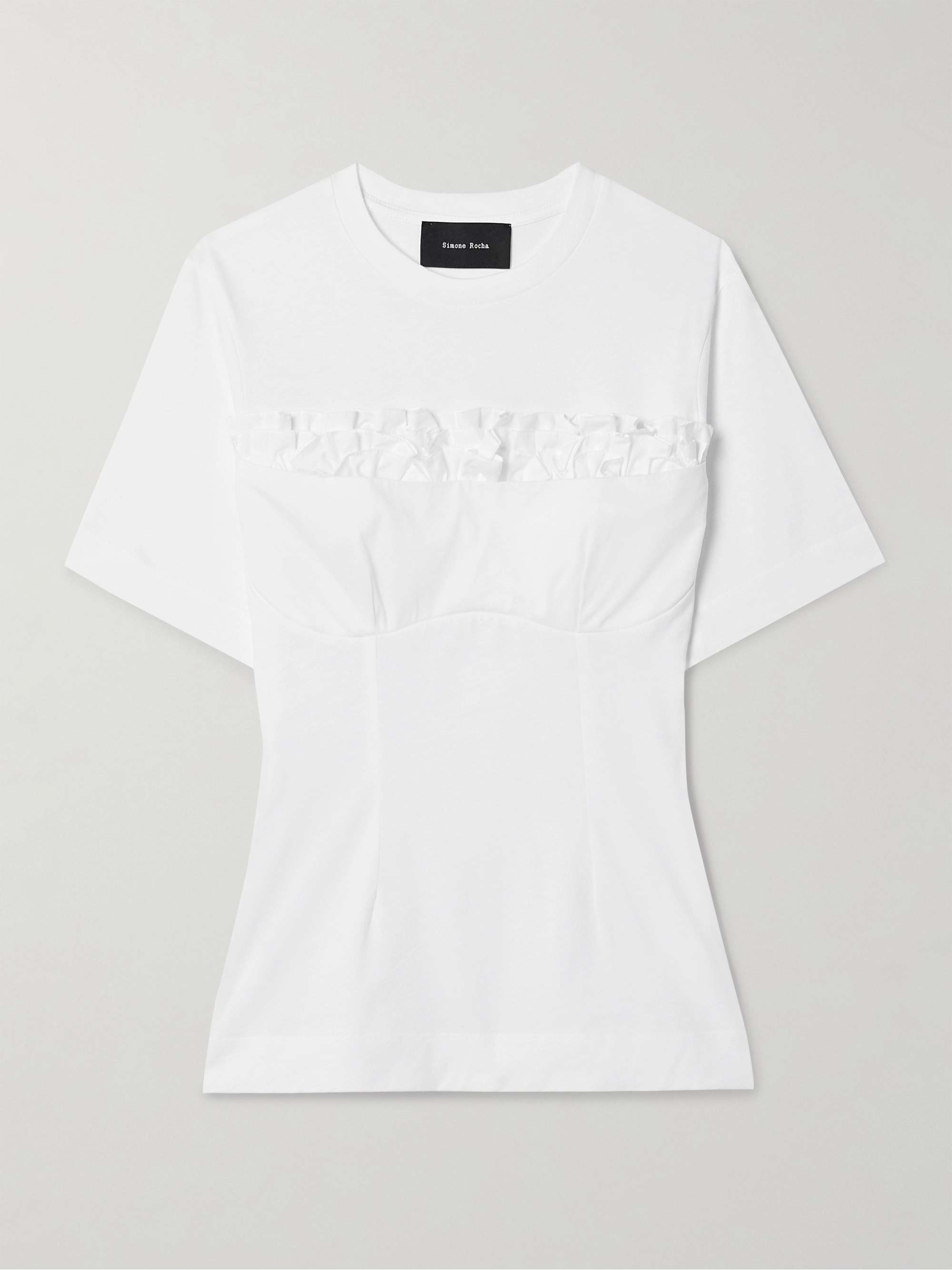 Ruffled cotton-jersey T-shirt view