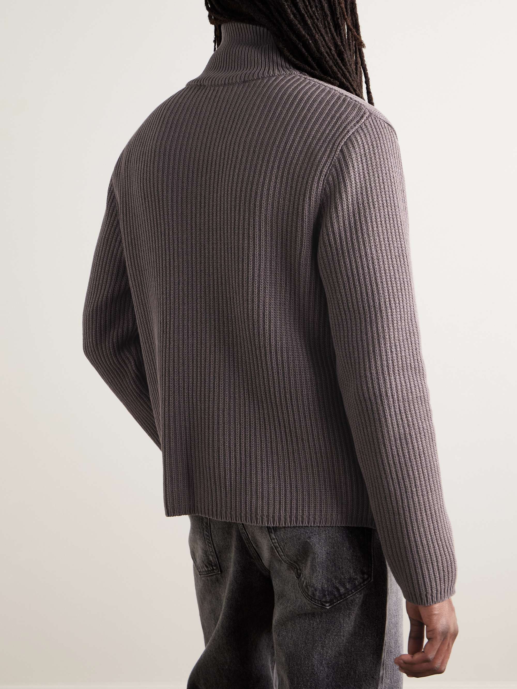 Navigator Ribbed Cotton Half-Placket Sweater view
