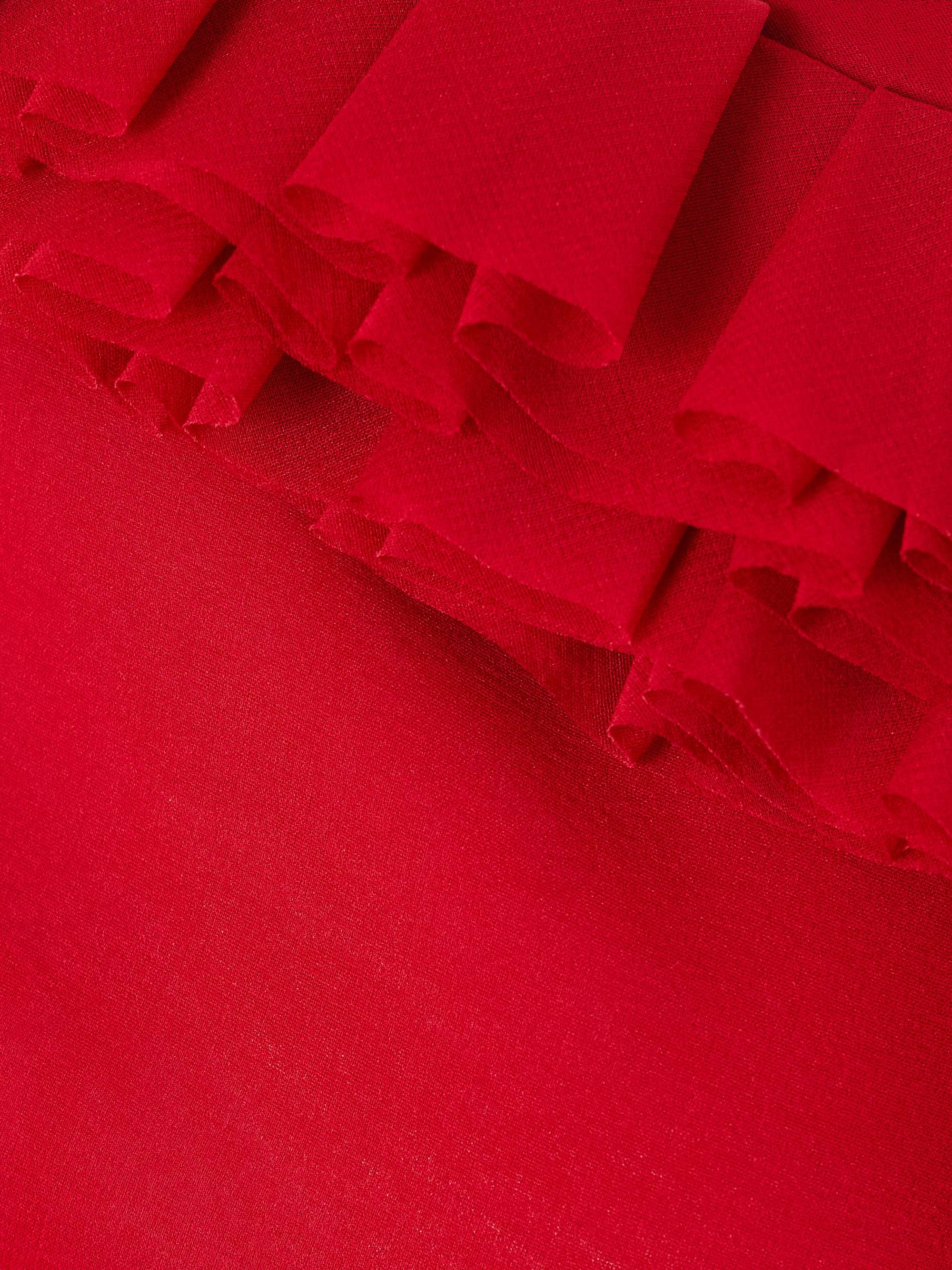 Asymmetric ruffled silk-blend wrap top view