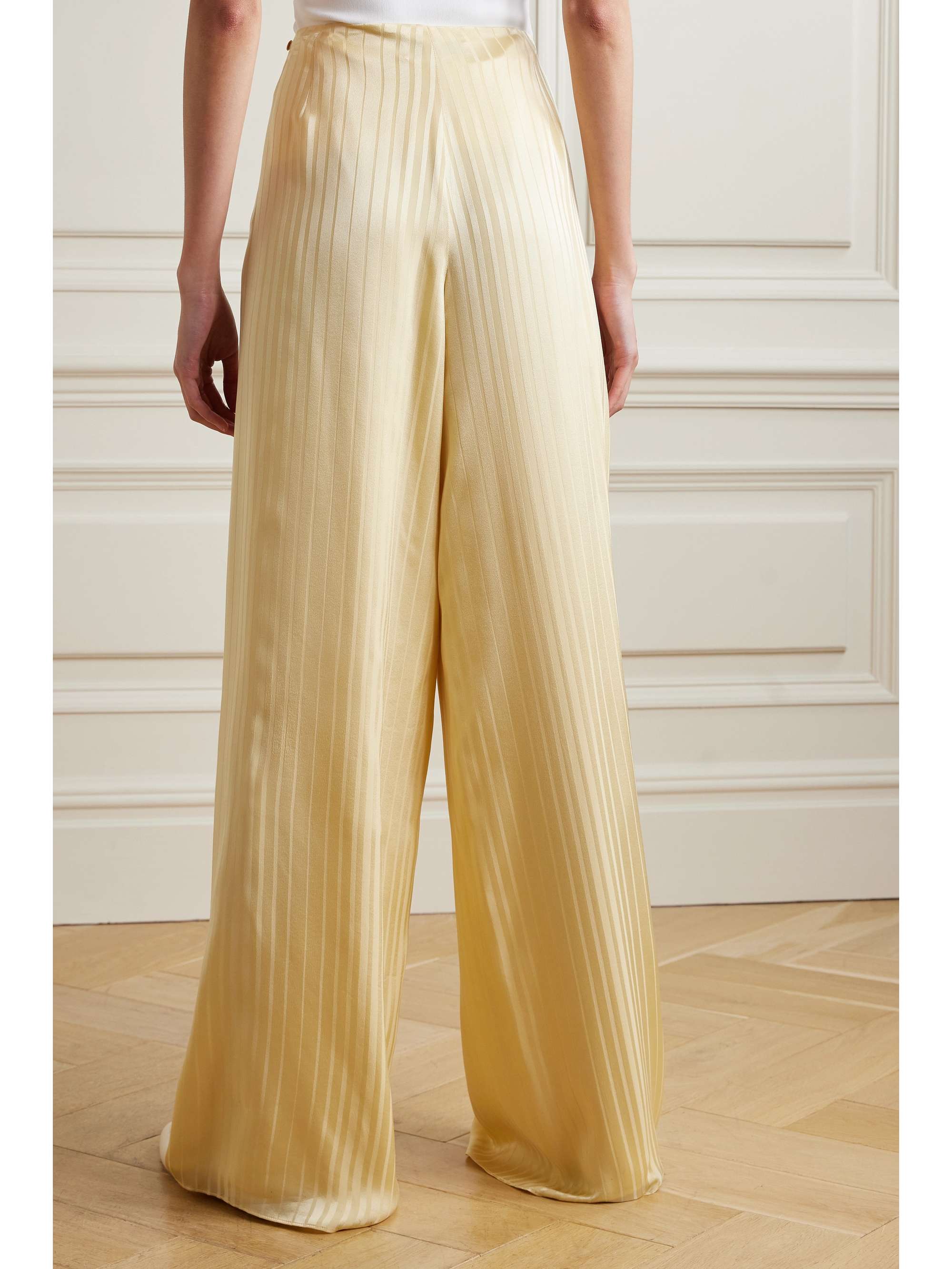 Dresden silk-satin jacquard wide-leg pants view