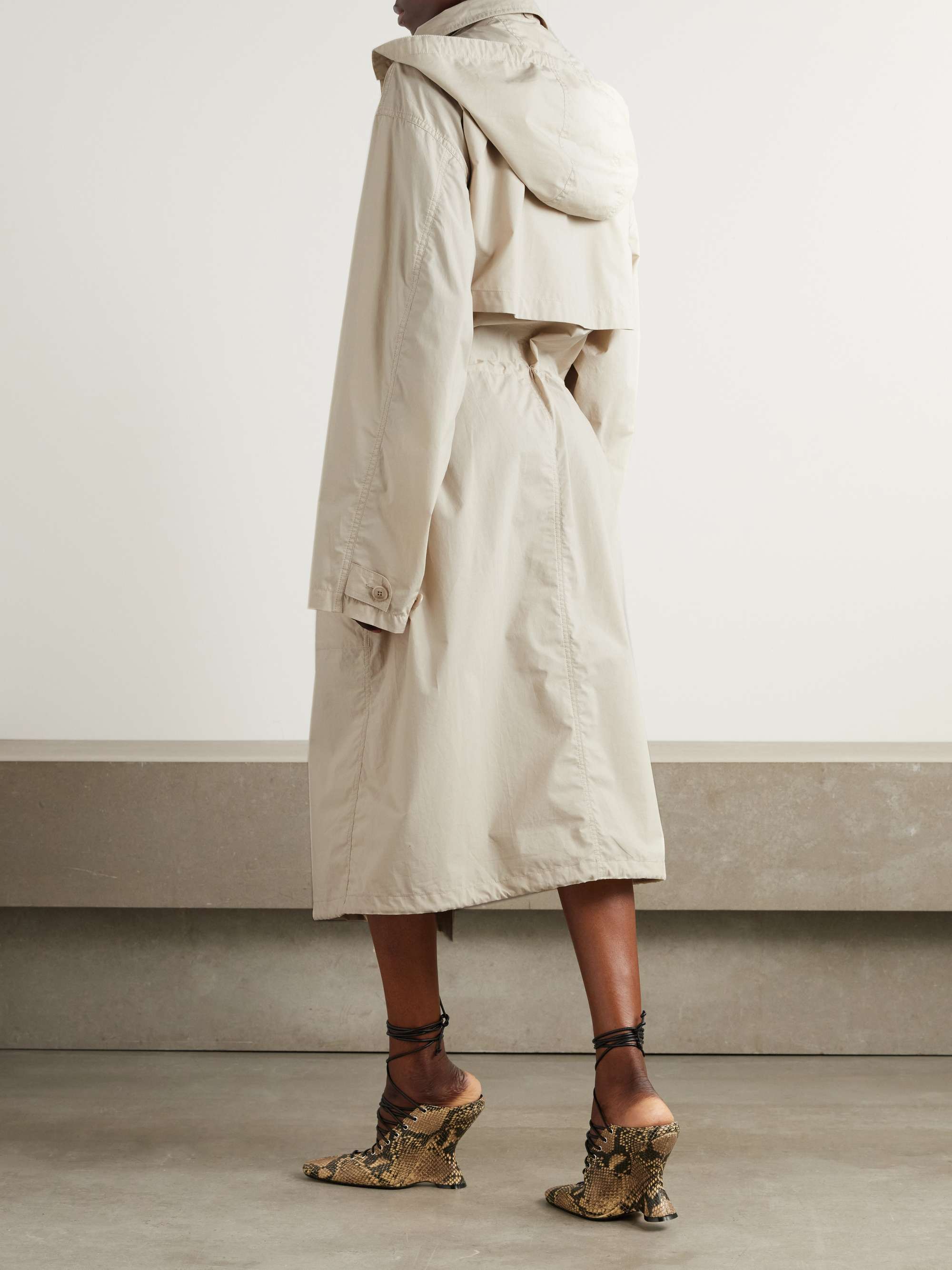 Double-breasted organic cotton-poplin trench coat view