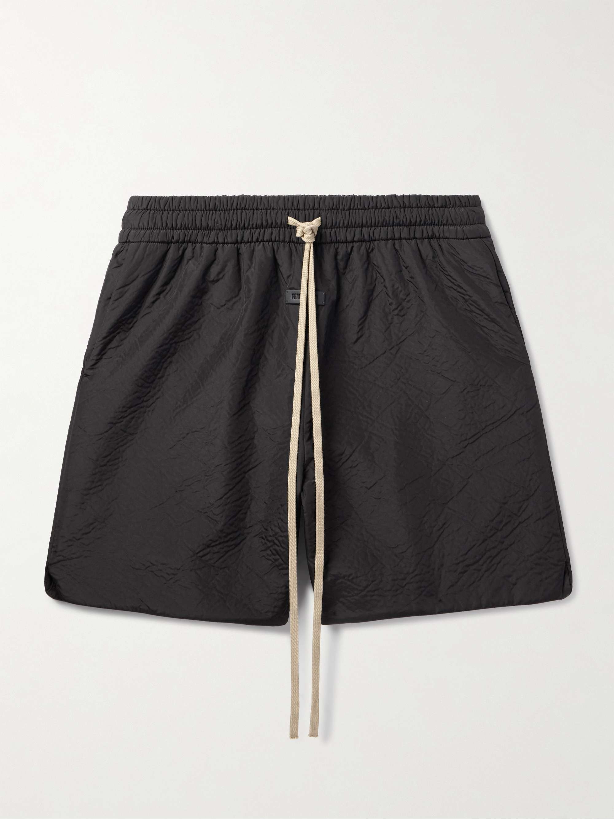 Wide-Leg Logo-Appliquéd Textured-Shell Drawstring Shorts view
