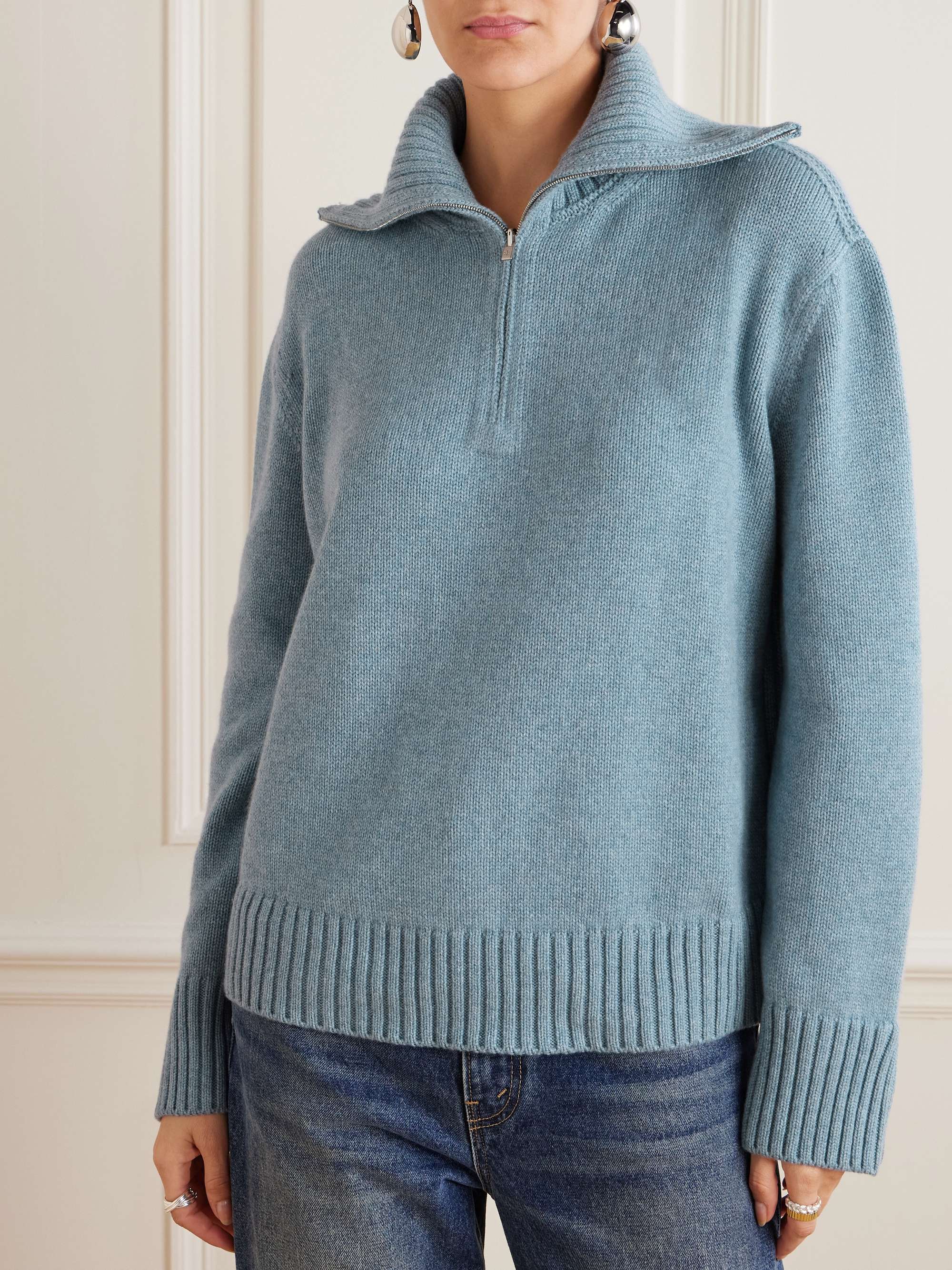 Cashmere half-zip sweater view