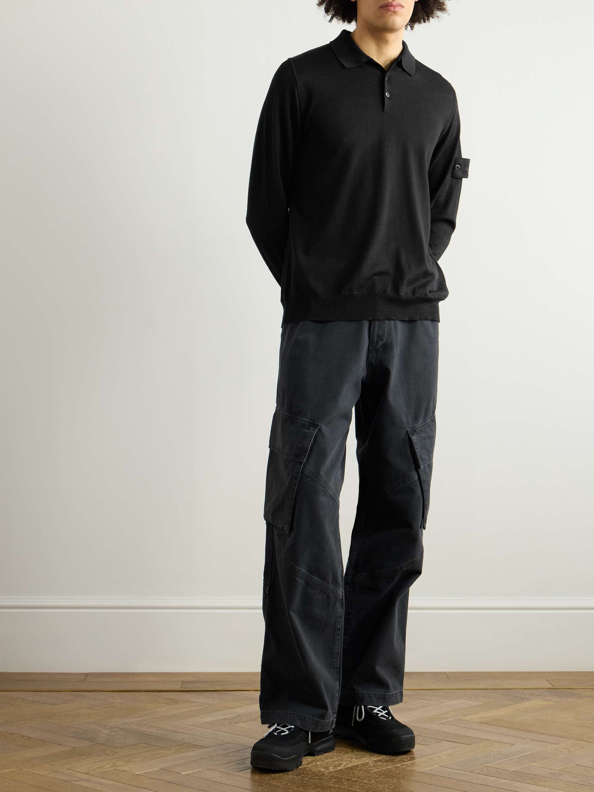 Ghost Logo-Appliquéd Wool Polo Shirt view