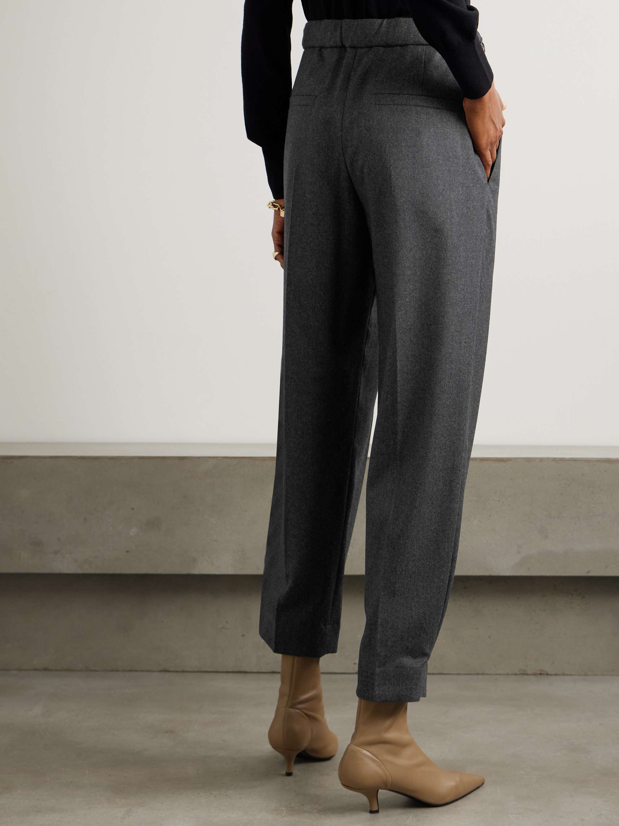 Pleated wool tapered pants view