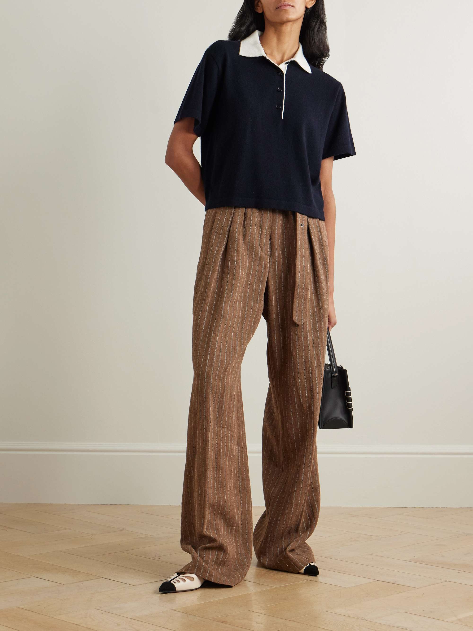Two-tone cashmere polo shirt view