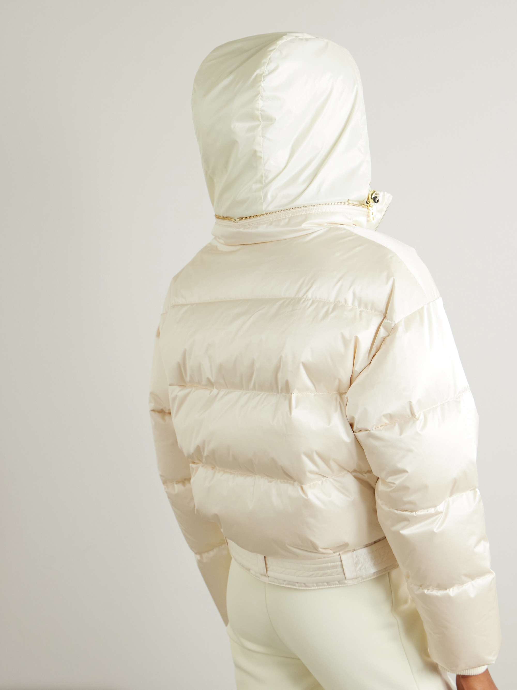 Aya hooded belted quilted recycled down ski suit view