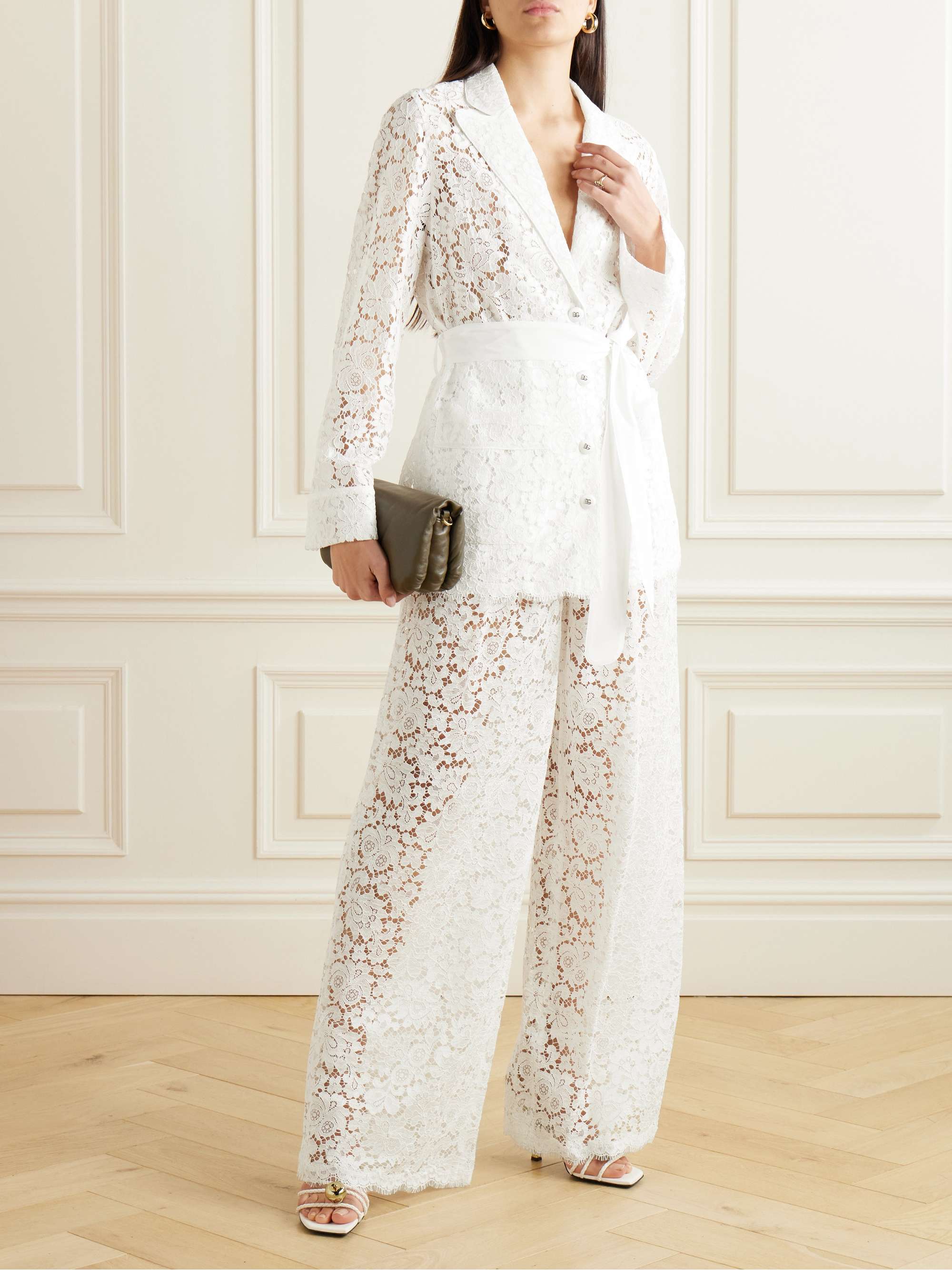 Belted corded lace jacket view