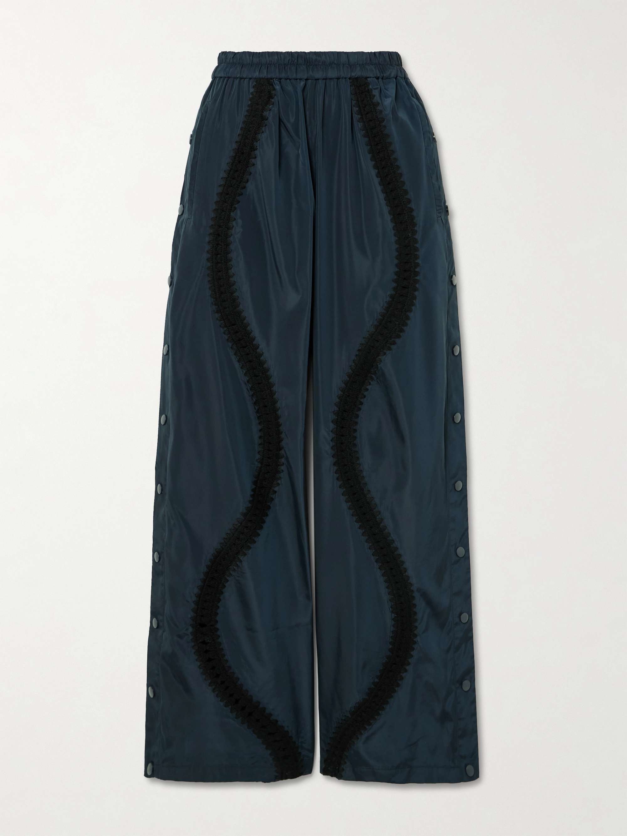 Averie crochet-trimmed button-embellished shell wide-leg pants view