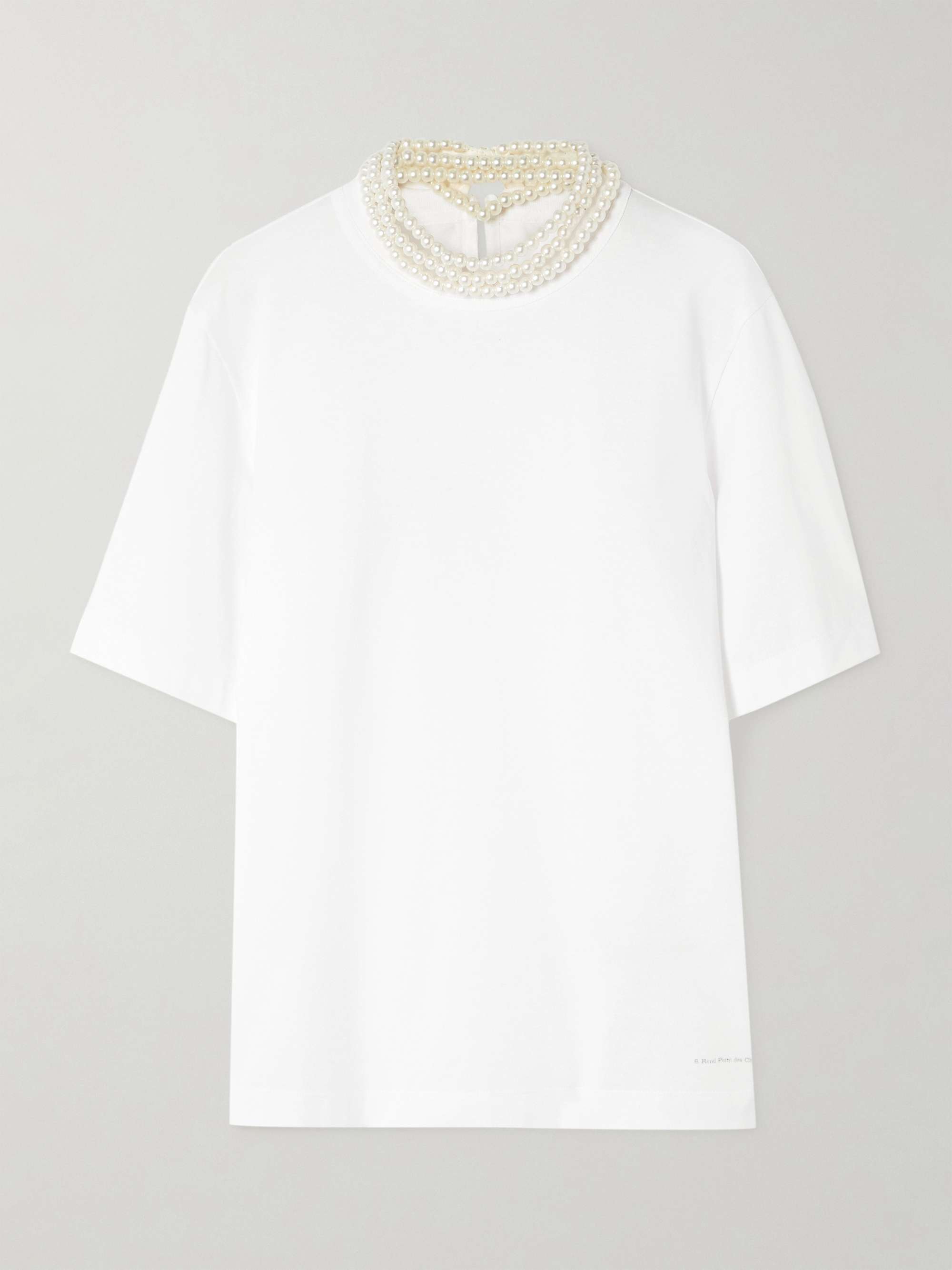 Faux pearl-embellished cotton-jersey T-shirt view