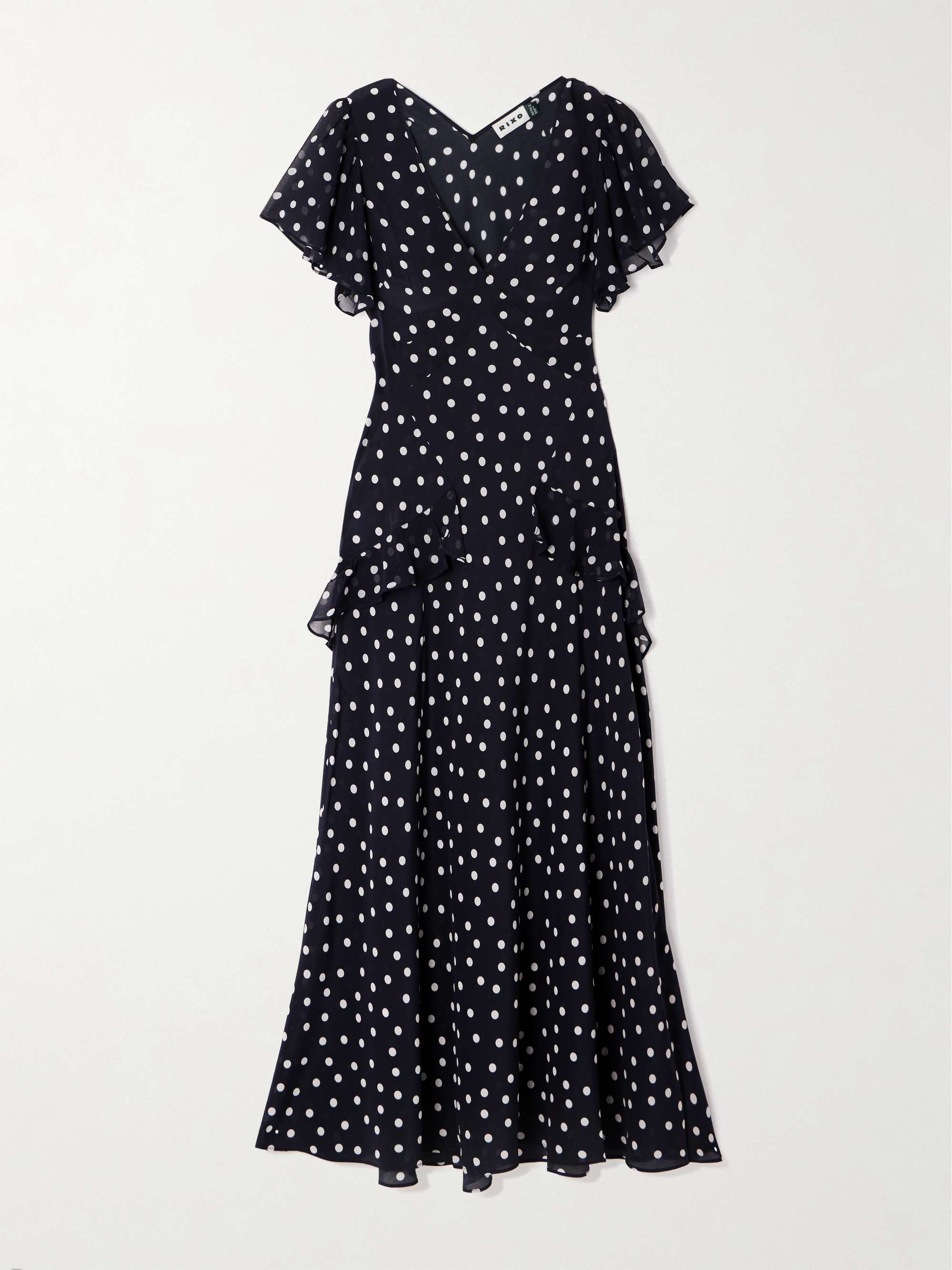 Evie ruffled polka-dot silk-chiffon midi dress view