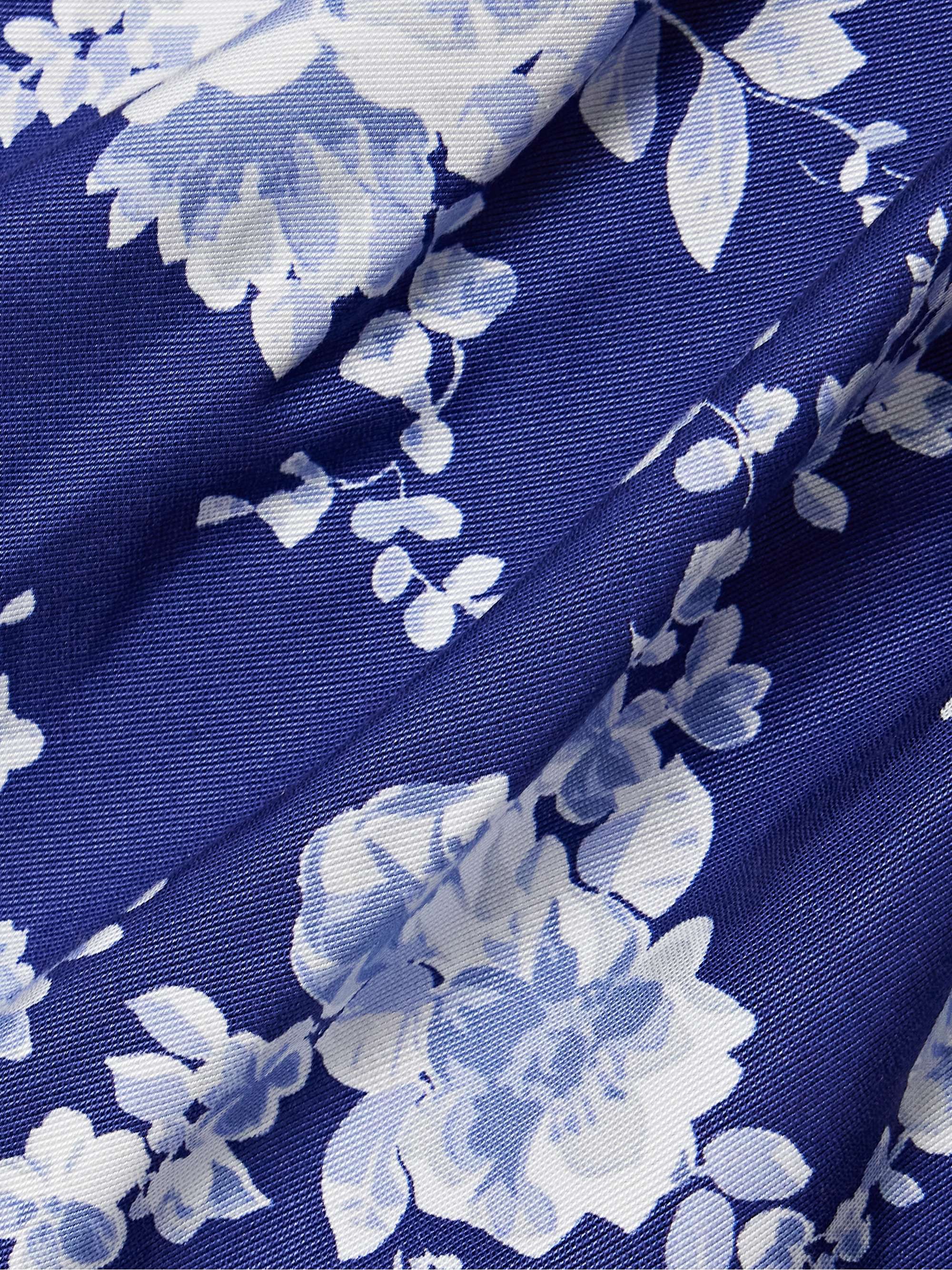 Ruched floral-print faille gown view