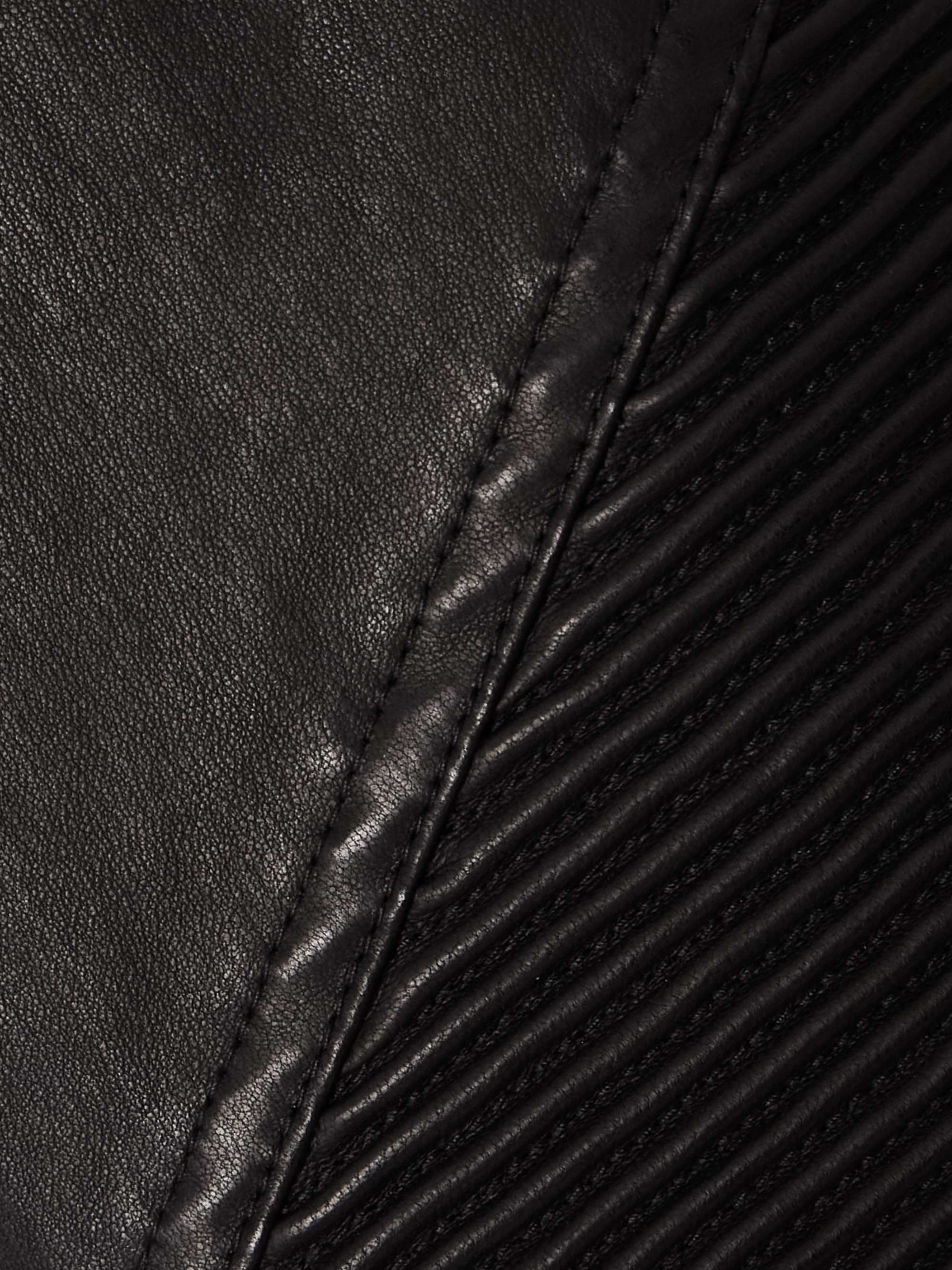 Zip-detailed paneled leather skinny pants view