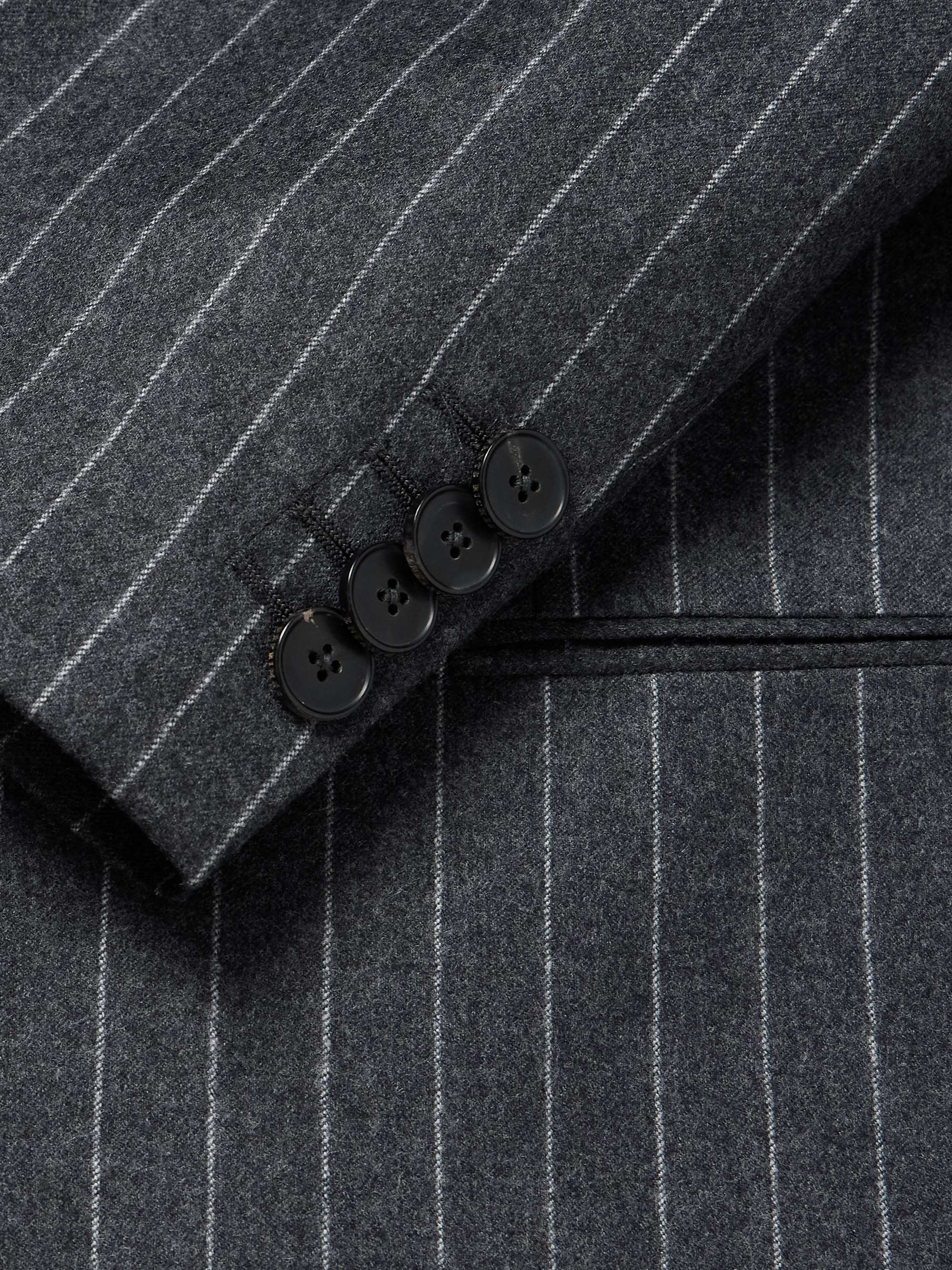 Double-Breasted Pinstriped Virgin Wool-Twill Blazer view