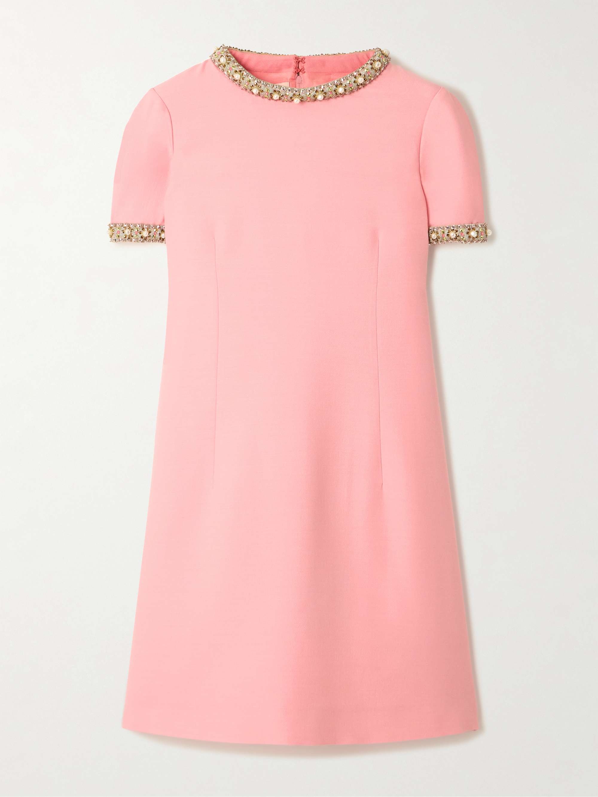 Embellished wool and silk-blend crepe mini dress view