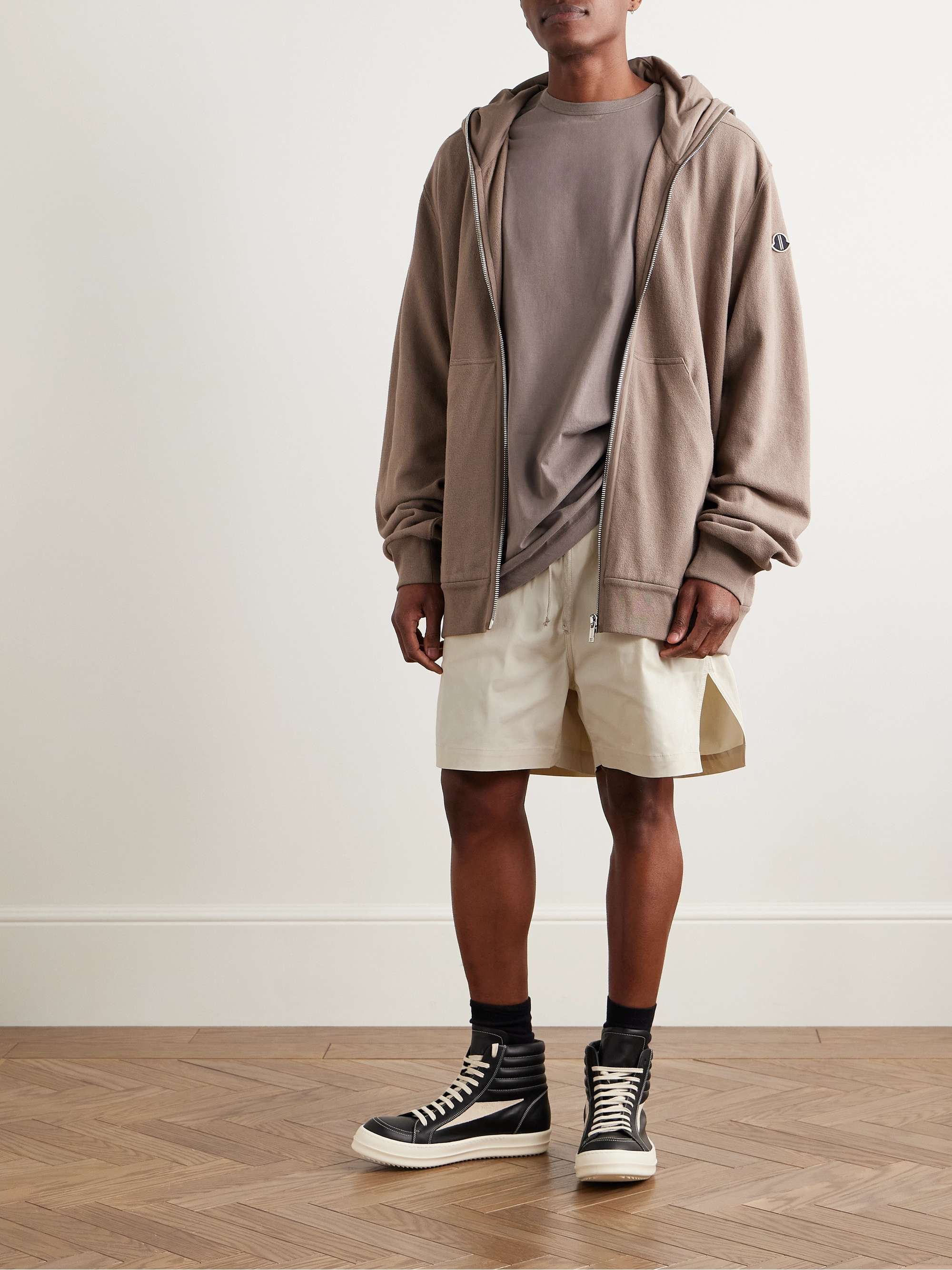 Wide-Leg Cotton-Blend Poplin Drawstring Shorts view