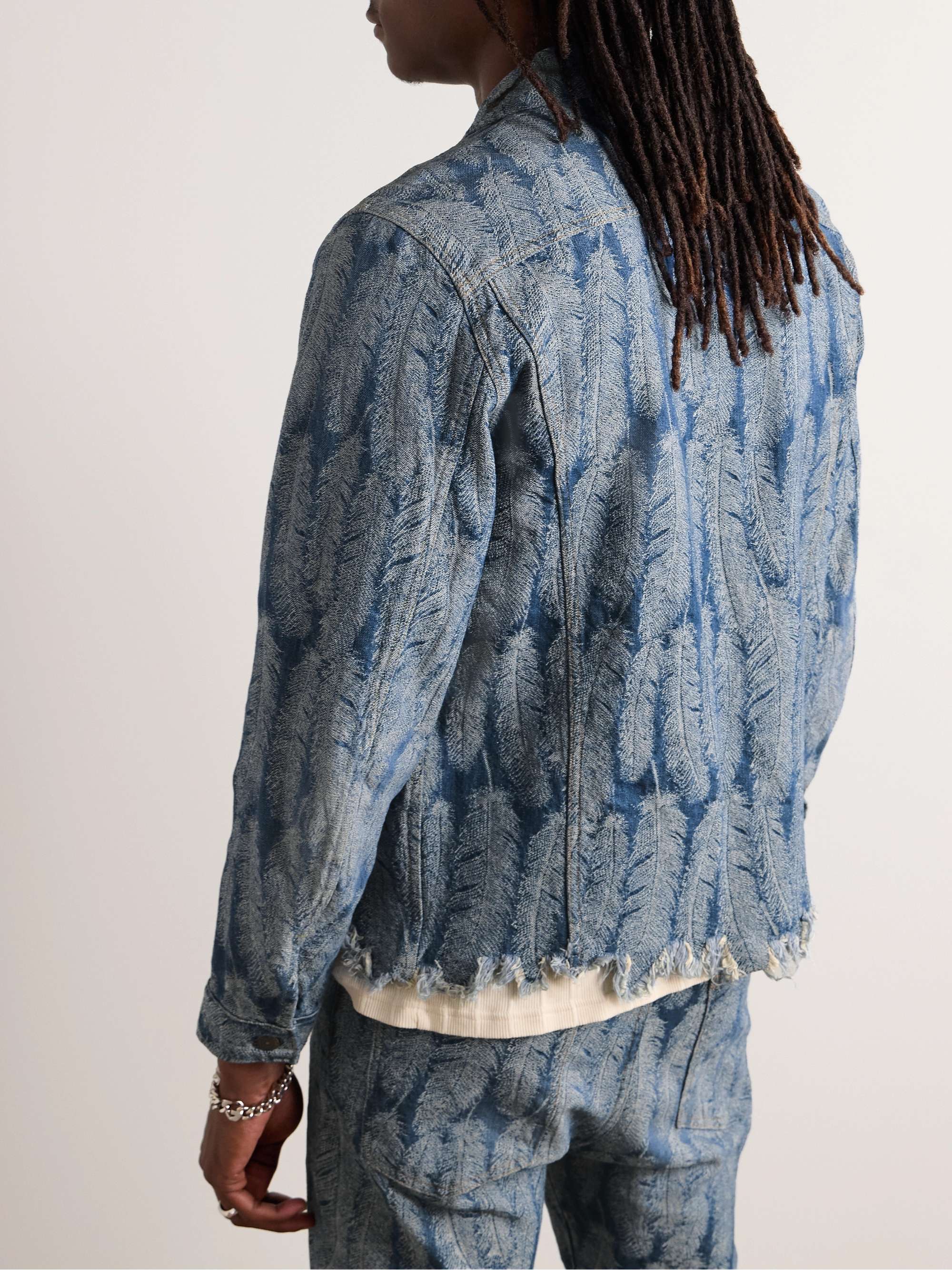 Magpie Distressed Denim-Jacquard Jacket view