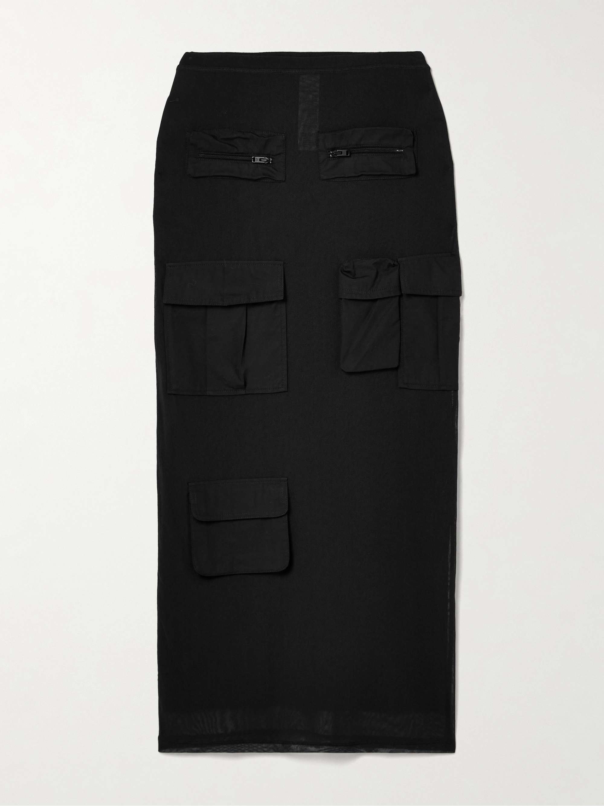 Cotton poplin-trimmed mesh midi skirt view