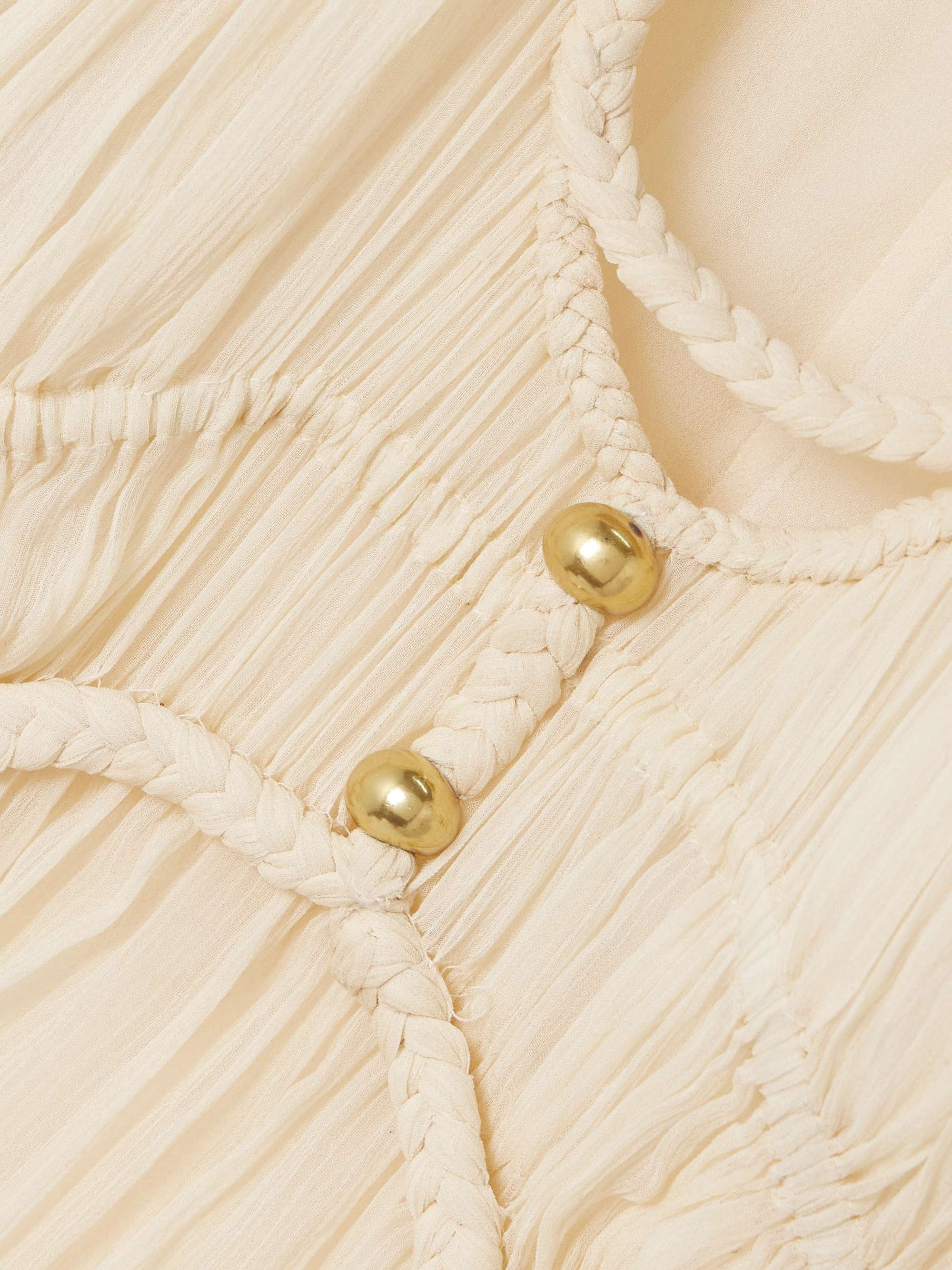 Rosaline embellished braided silk-crepon blouse view