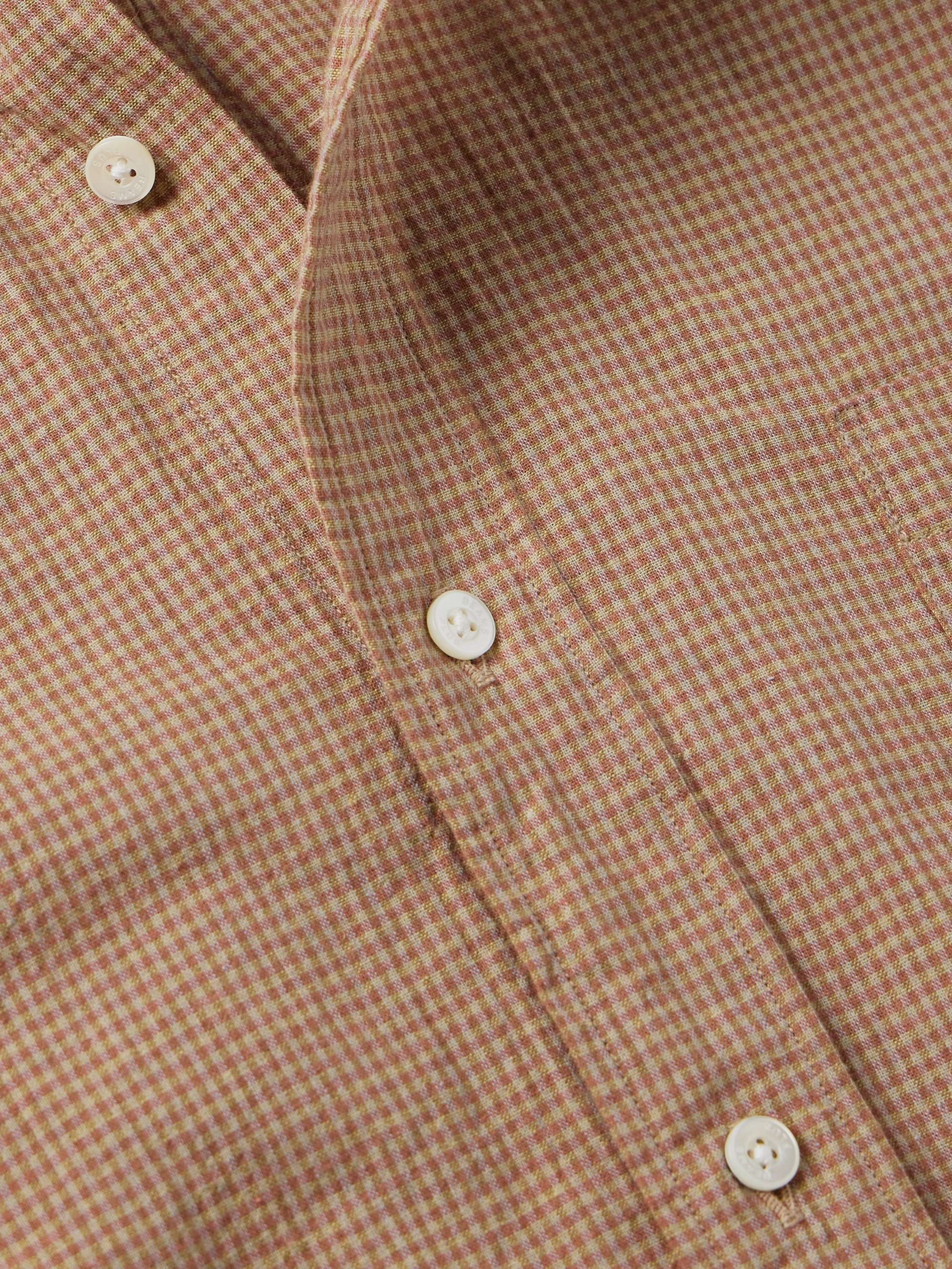 Button-Down Collar Gingham Cotton and Linen-Blend Shirt view