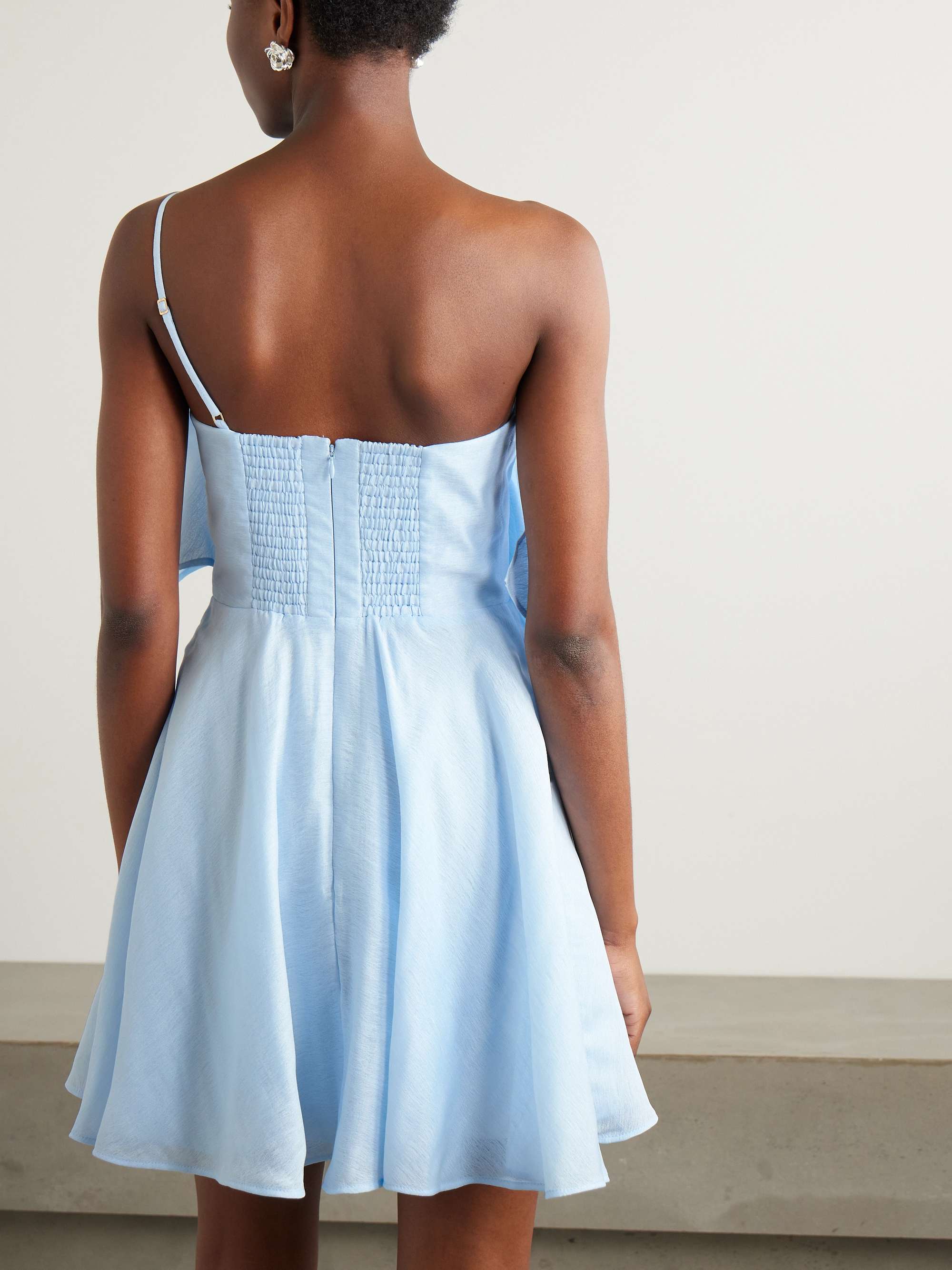 Genesis one-shoulder ruffled shirred muslin mini dress view