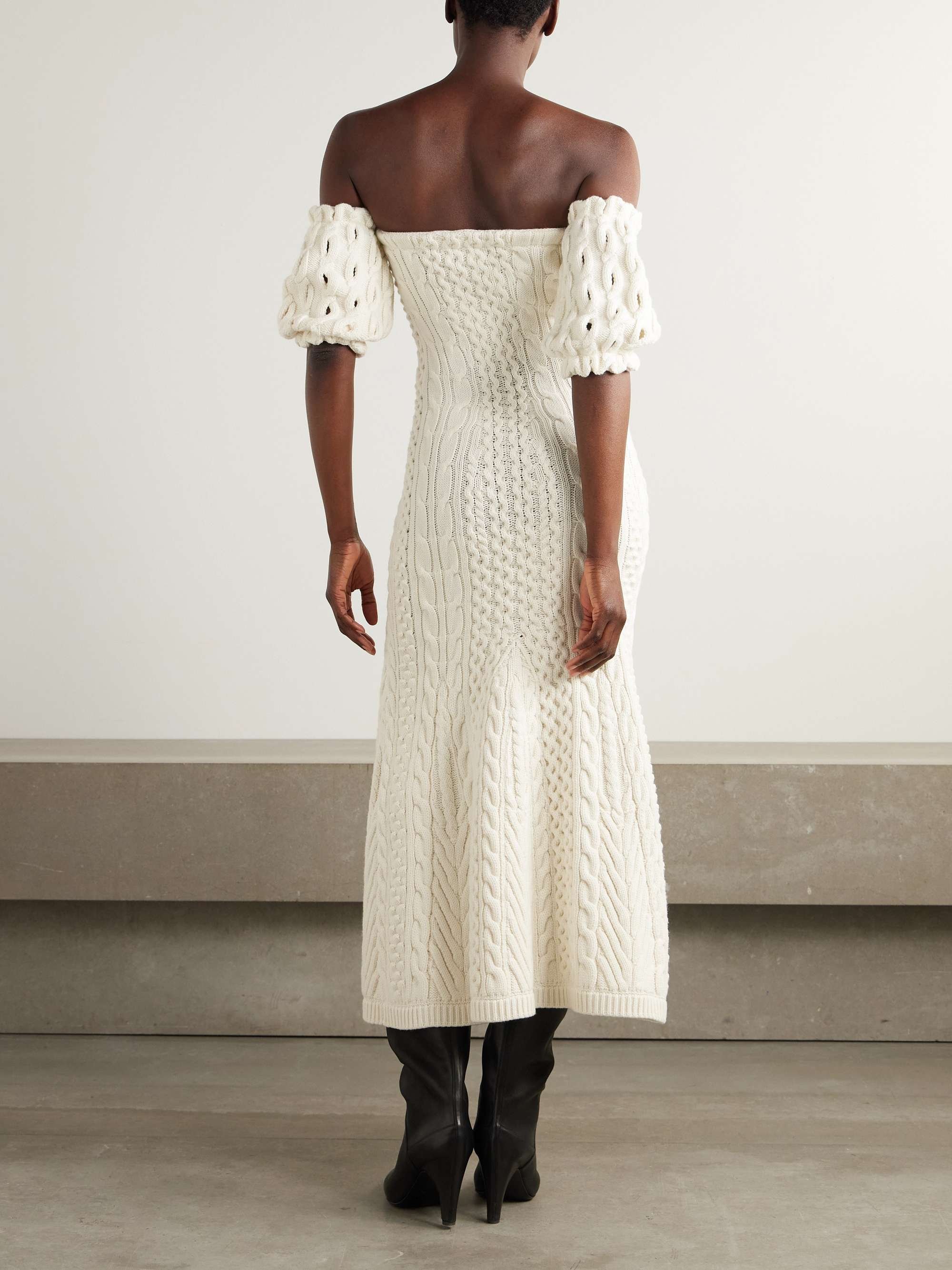 Alastor off-the-shoulder cable-knit wool and cashmere-blend maxi dress view