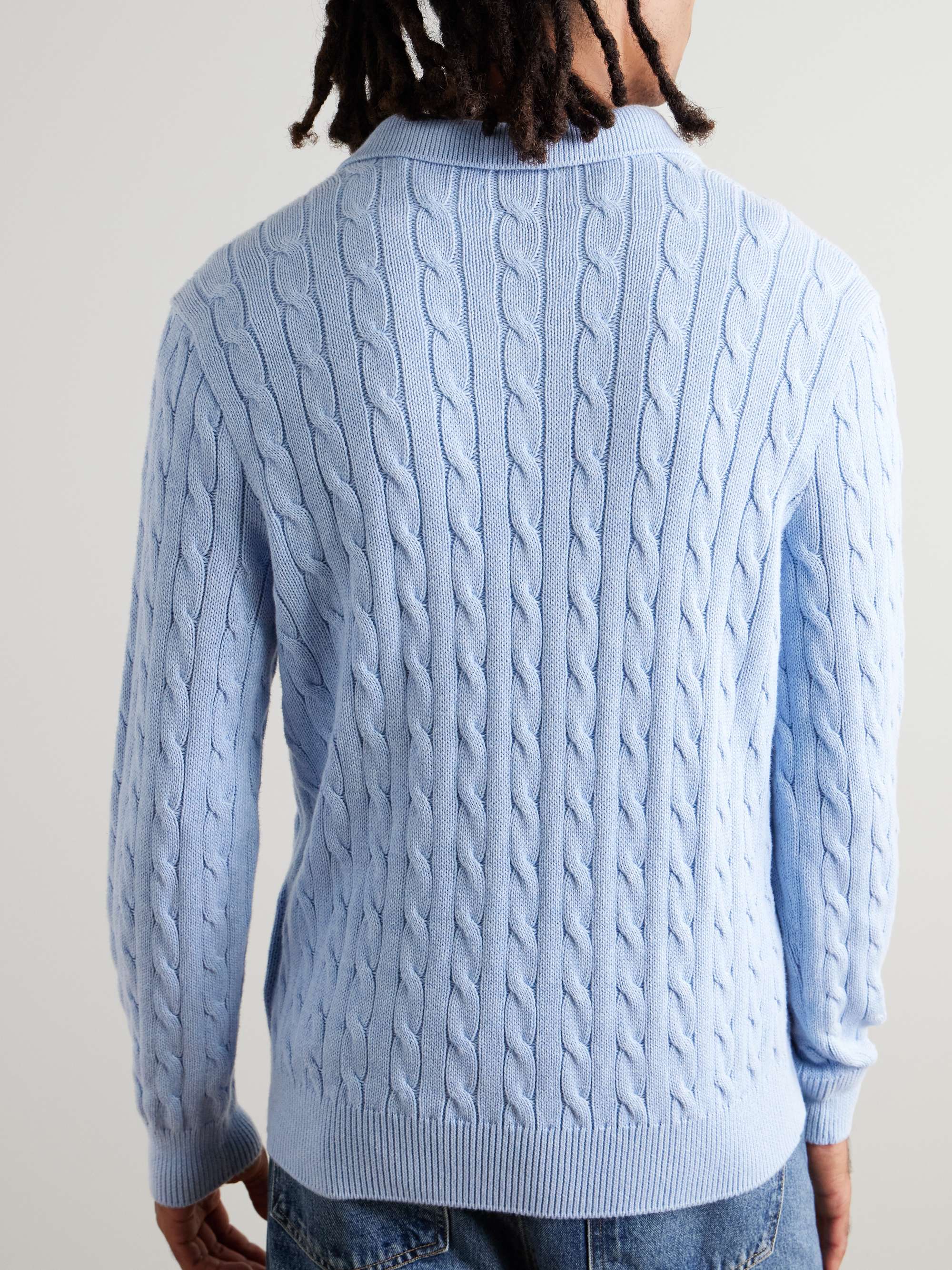 Cable-Knit Cashmere Polo Shirt view