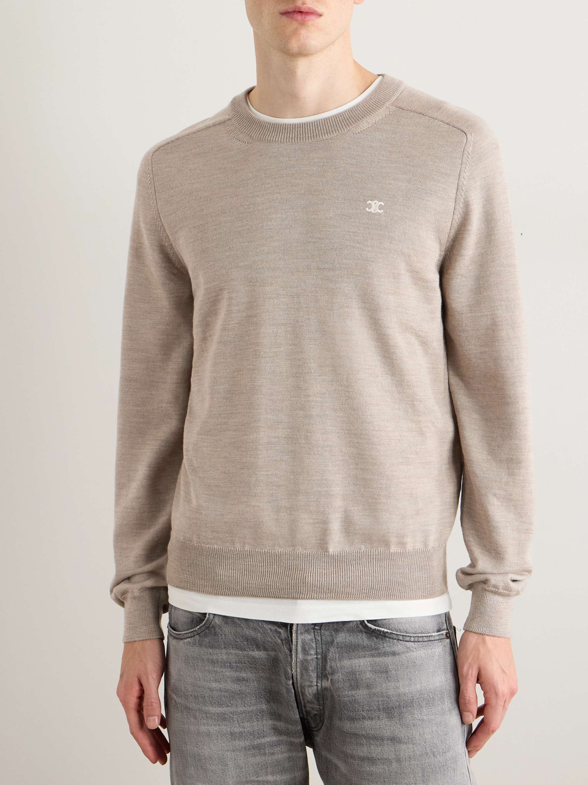 Triomphe Logo-Embroidered Wool Sweater view