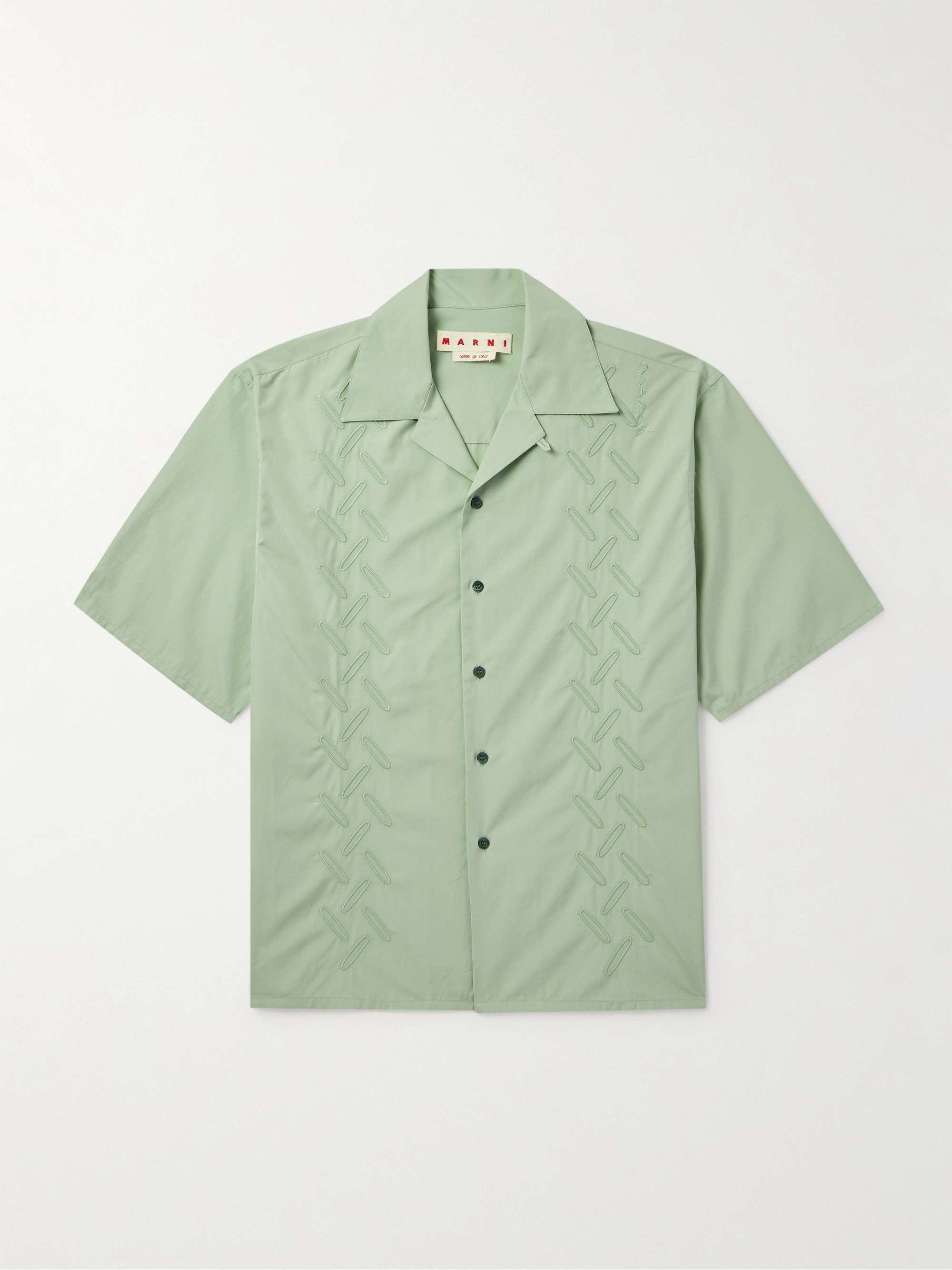 Confetti Convertible-Collar Embroidered Cotton-Poplin Shirt view