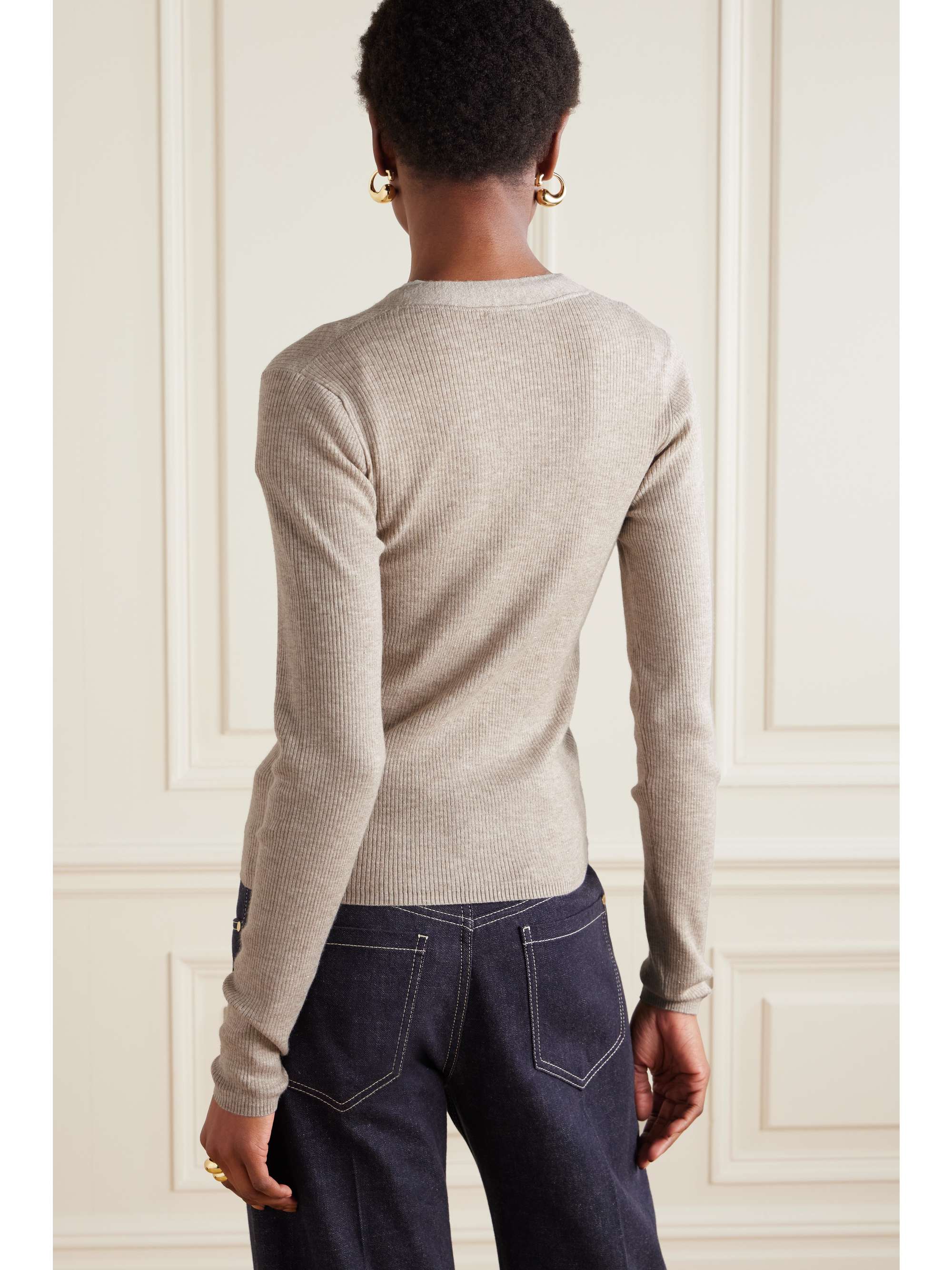 Metallic ribbed-knit cardigan view