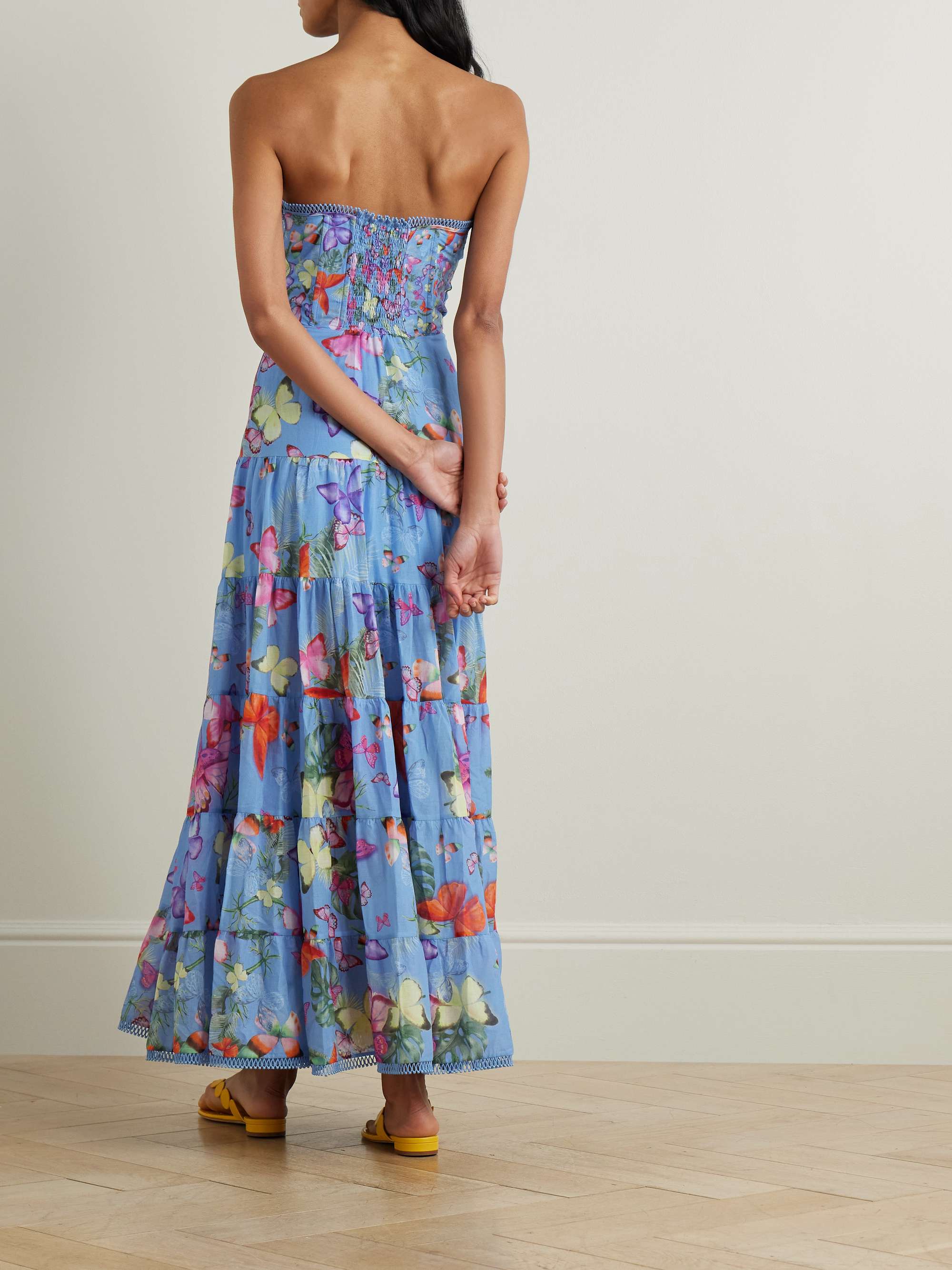 Danny strapless tiered printed cotton-blend maxi dress view