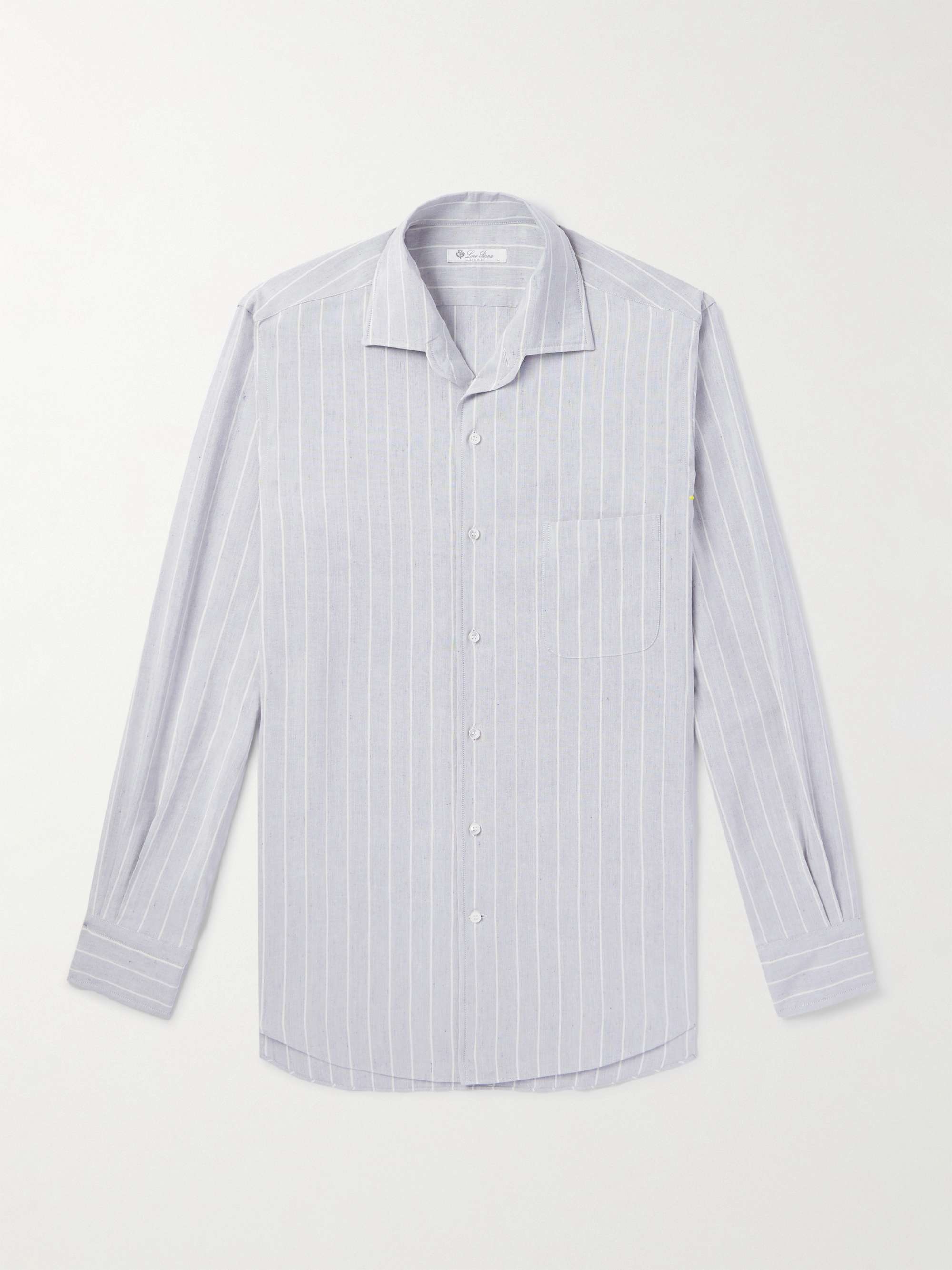 Andre Camp-Collar Striped Linen and Silk-Blend Shirt view