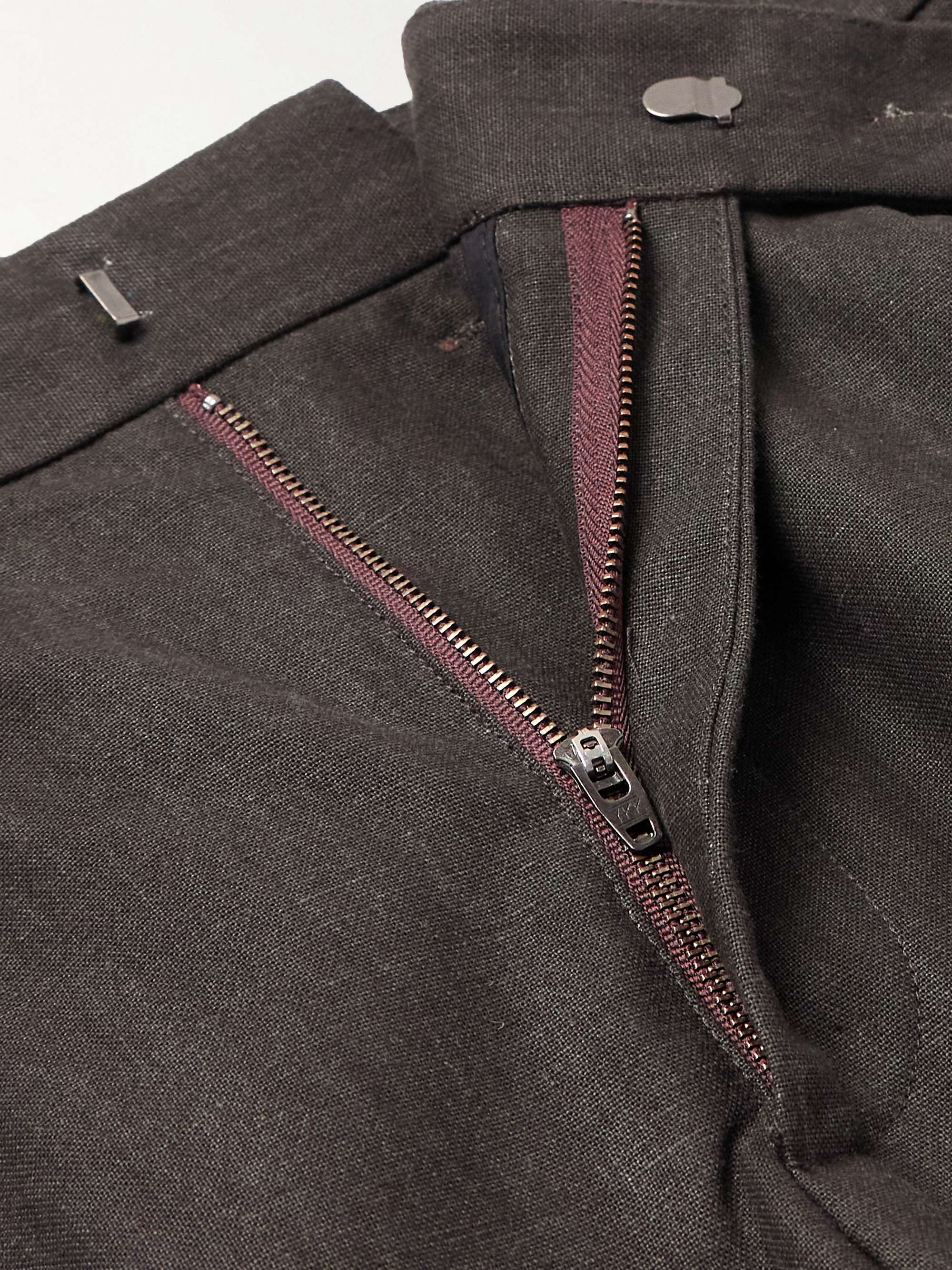 Straight-Leg Pleated Cotton-Canvas Suit Trousers view