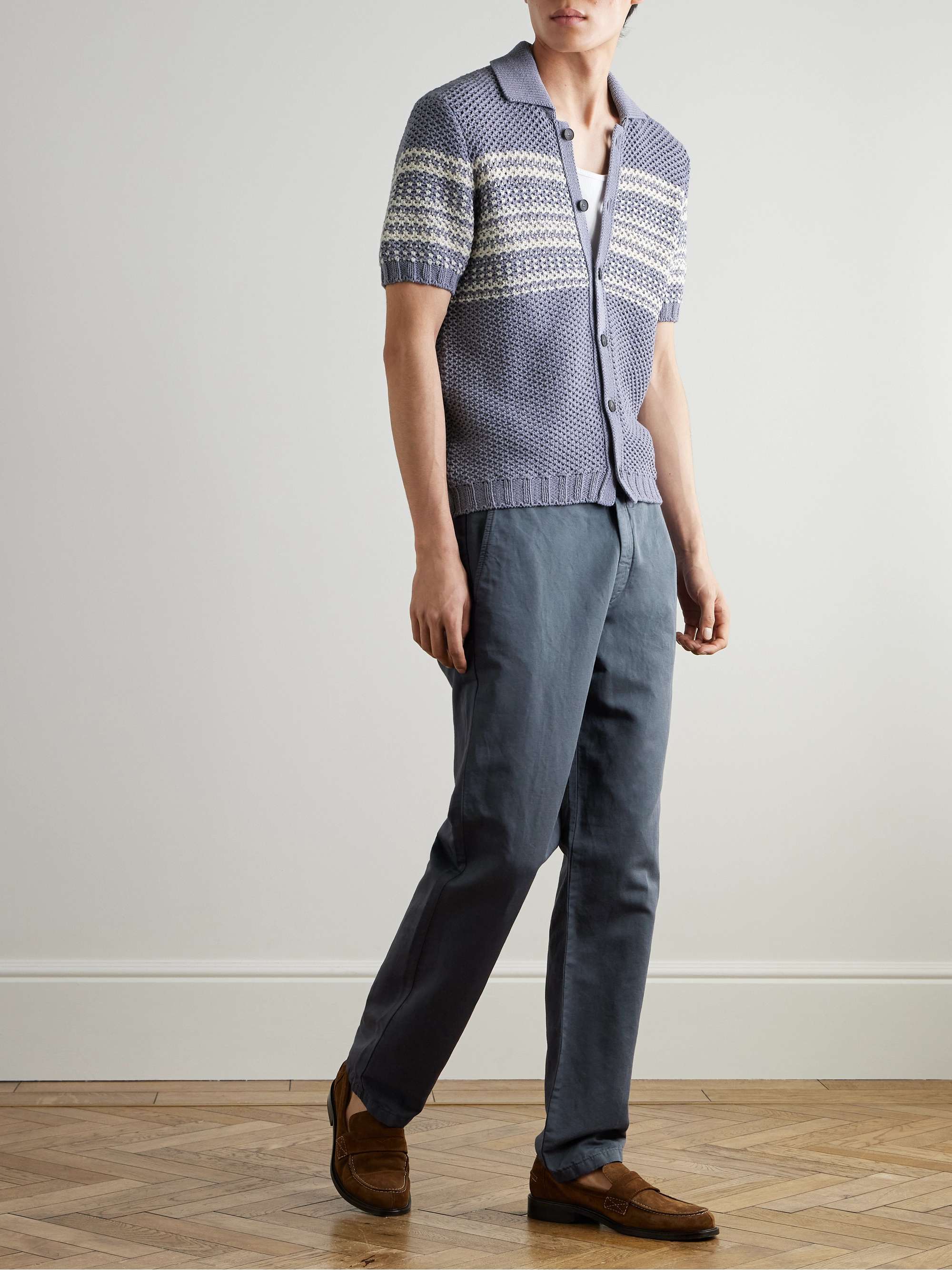 Mike Straight-Leg Organic Cotton and Linen-Blend Twill Trousers view