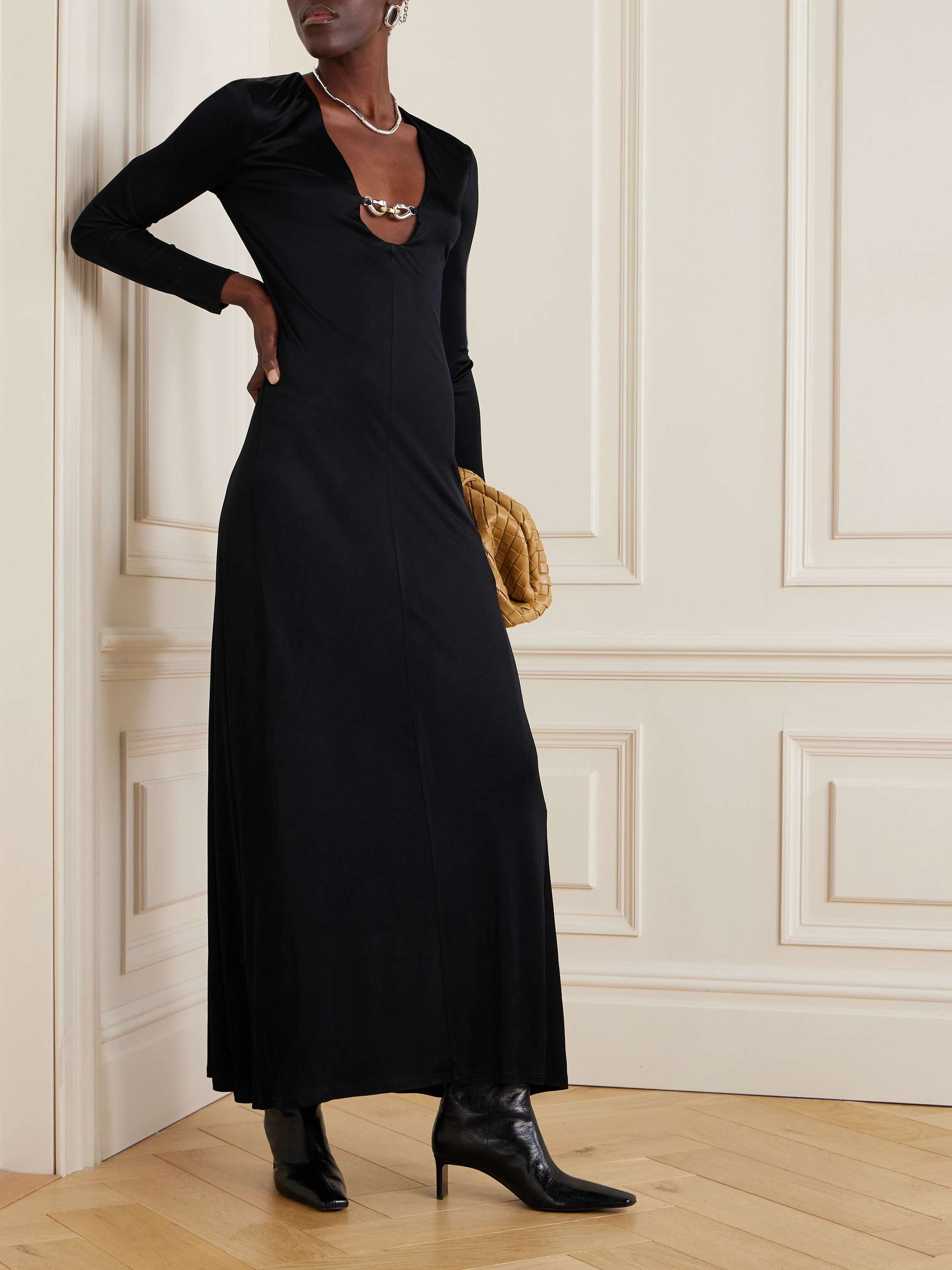 Jessa embellished satin-jersey maxi dress view