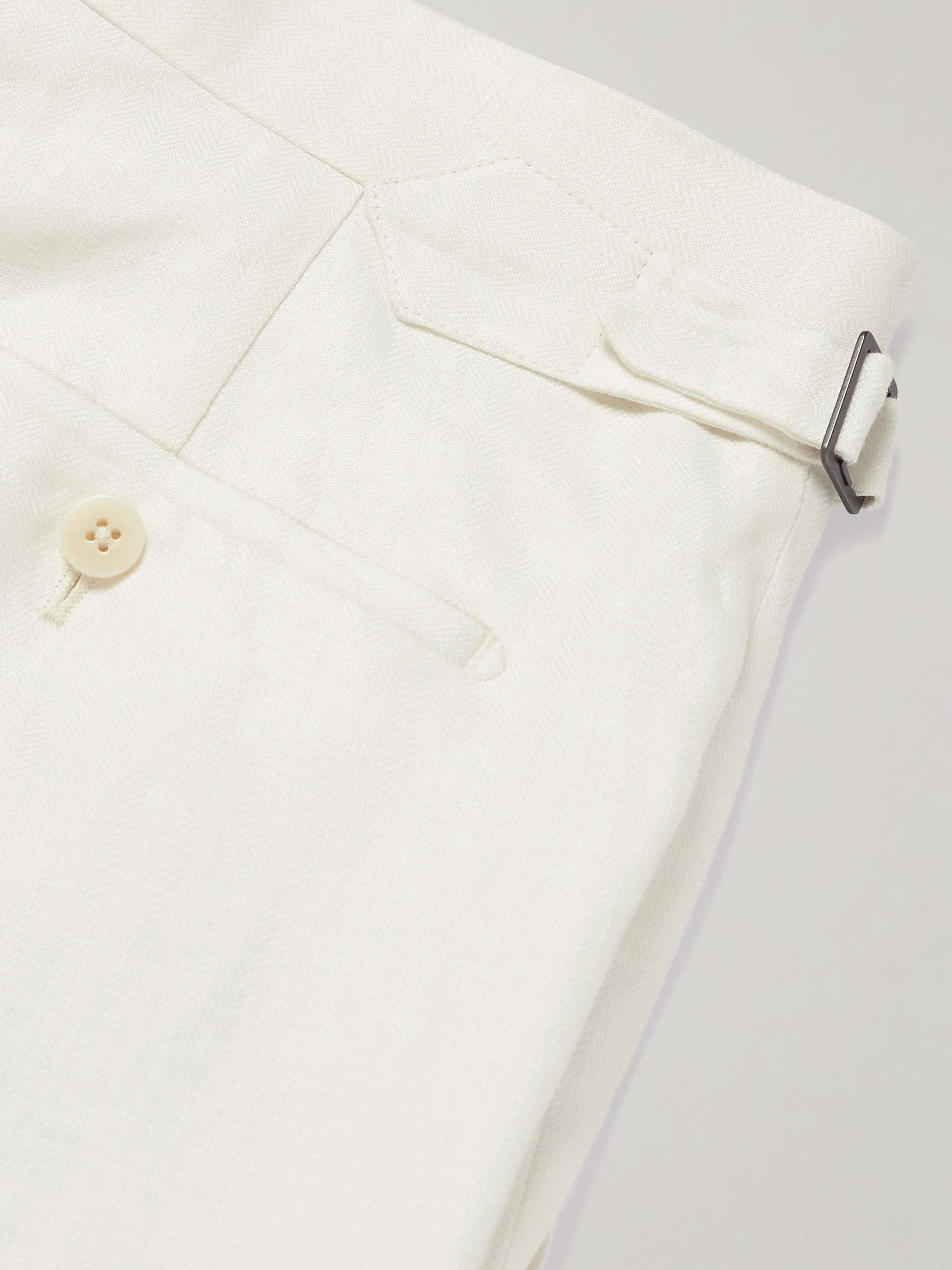 Herringbone Linen-Twill Tuxedo Trousers view
